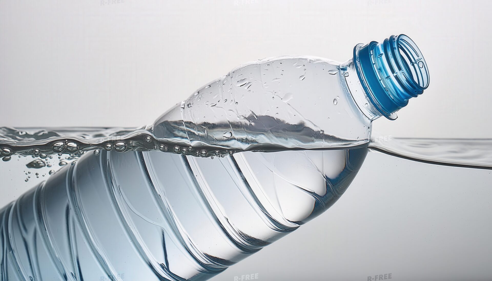 水に浮かぶペットボトル