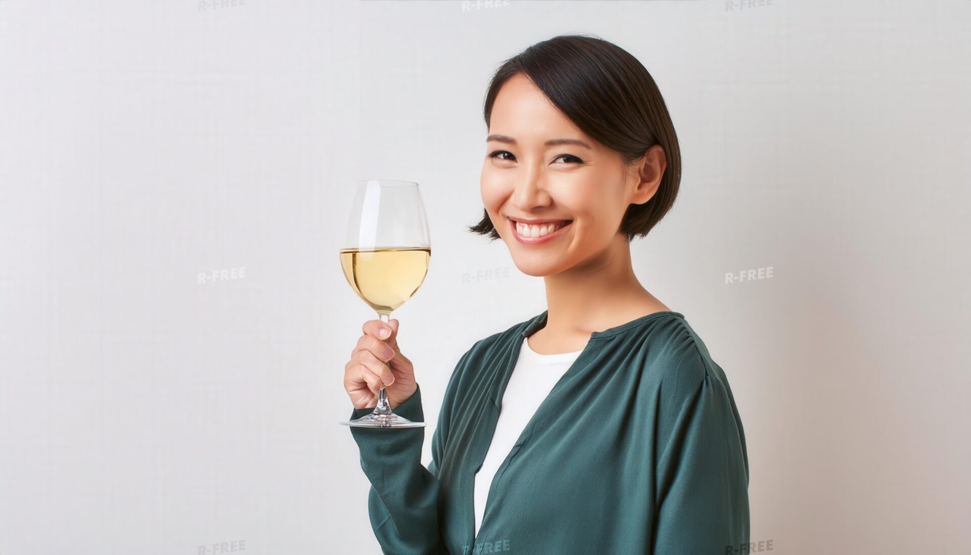 白ワインを手にした人