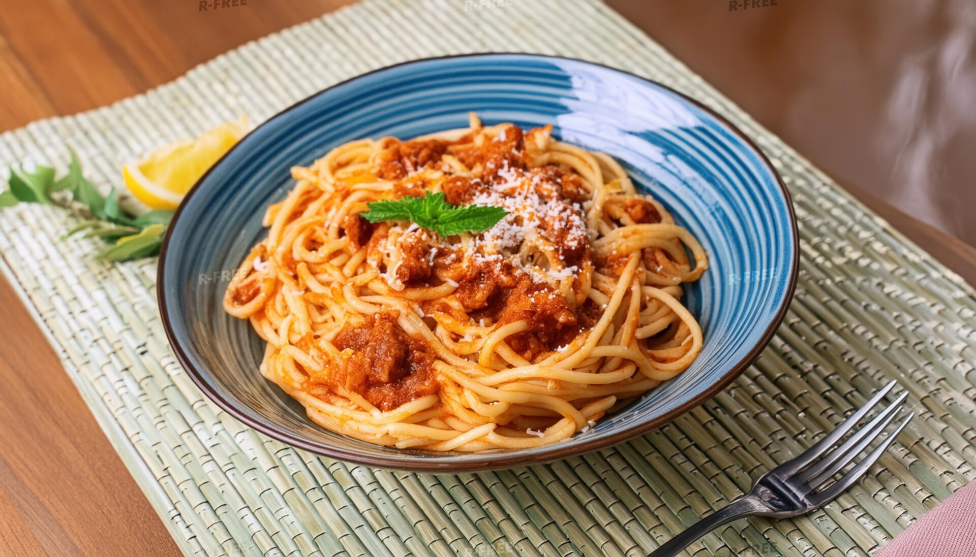 ミートソーススパゲッティ（青皿）