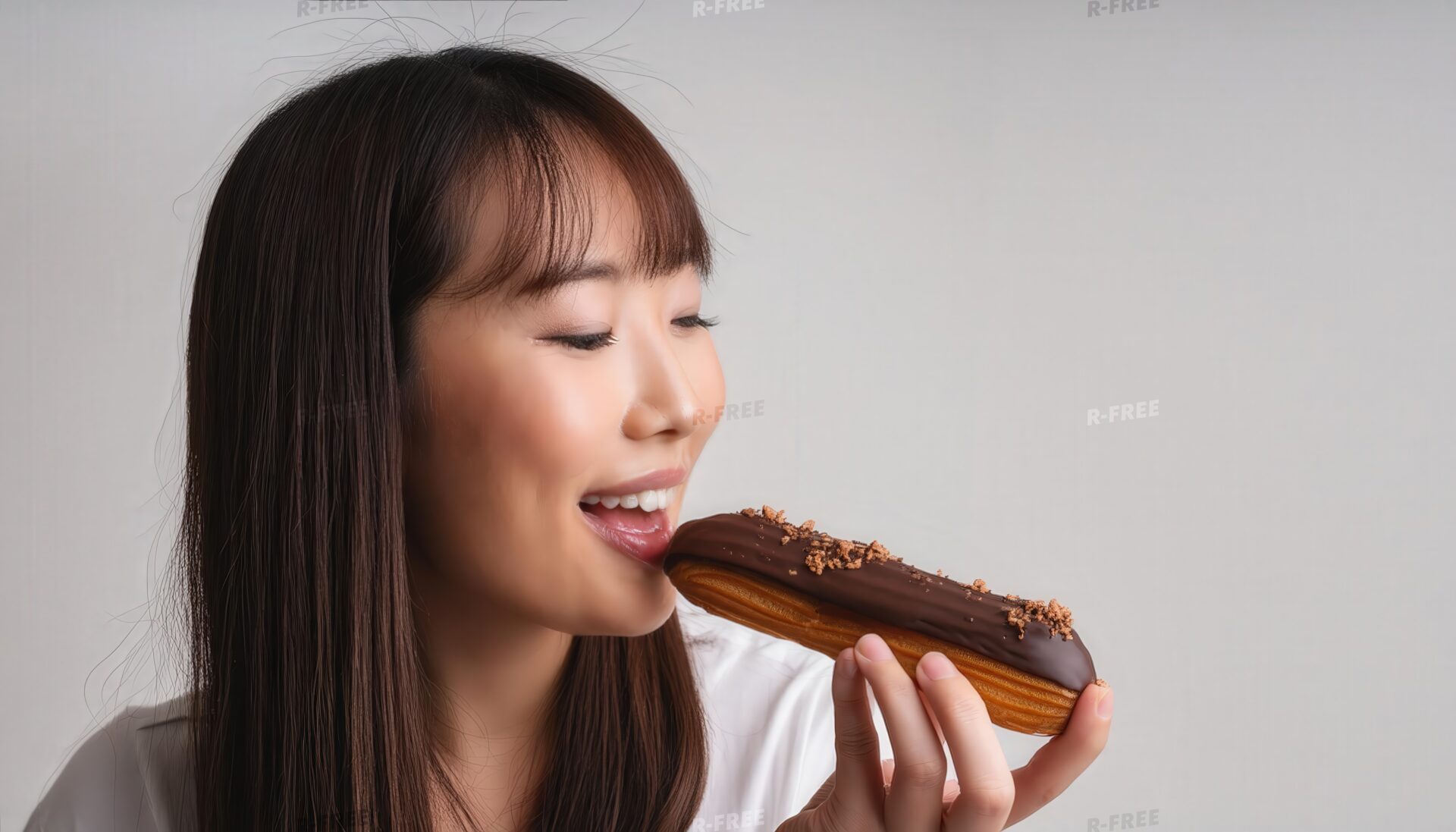 エクレアを食べる女性5