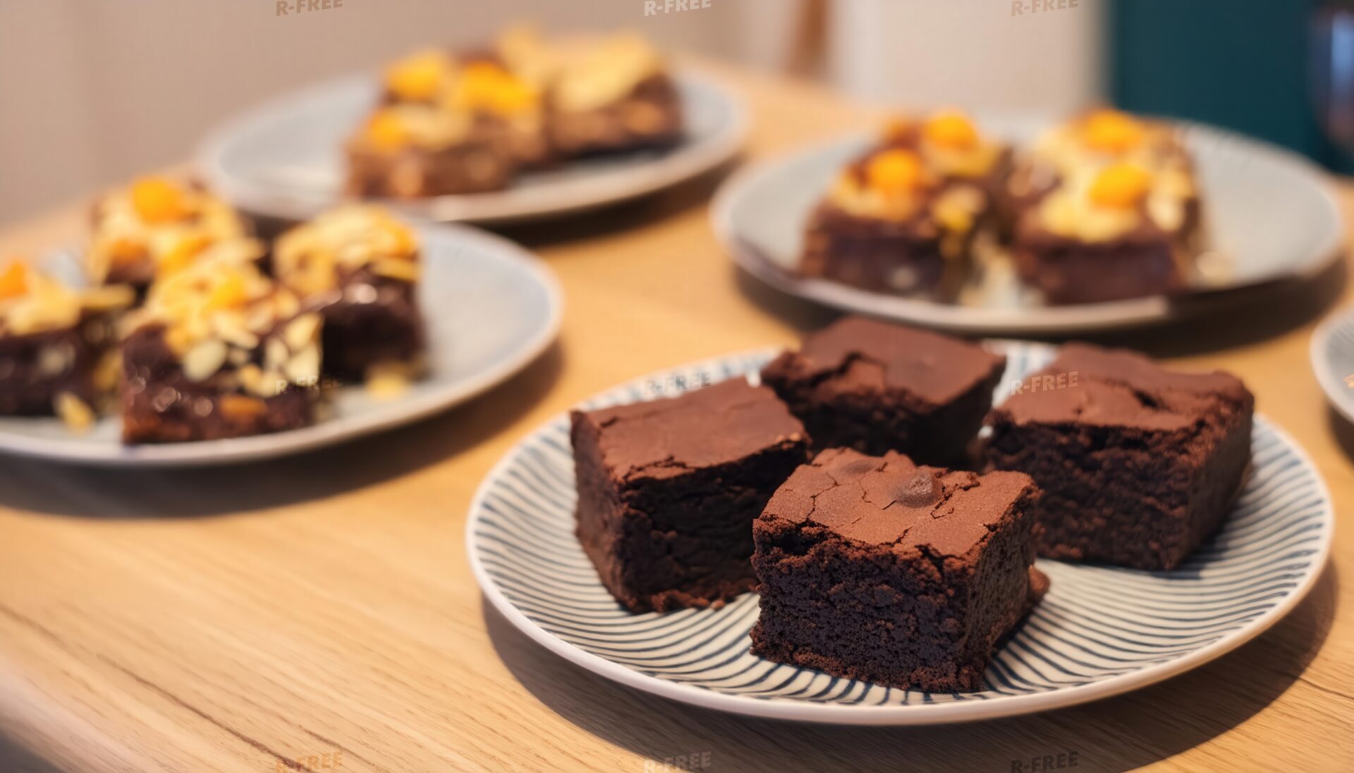 デザートプレートとチョコレートブラウニー
