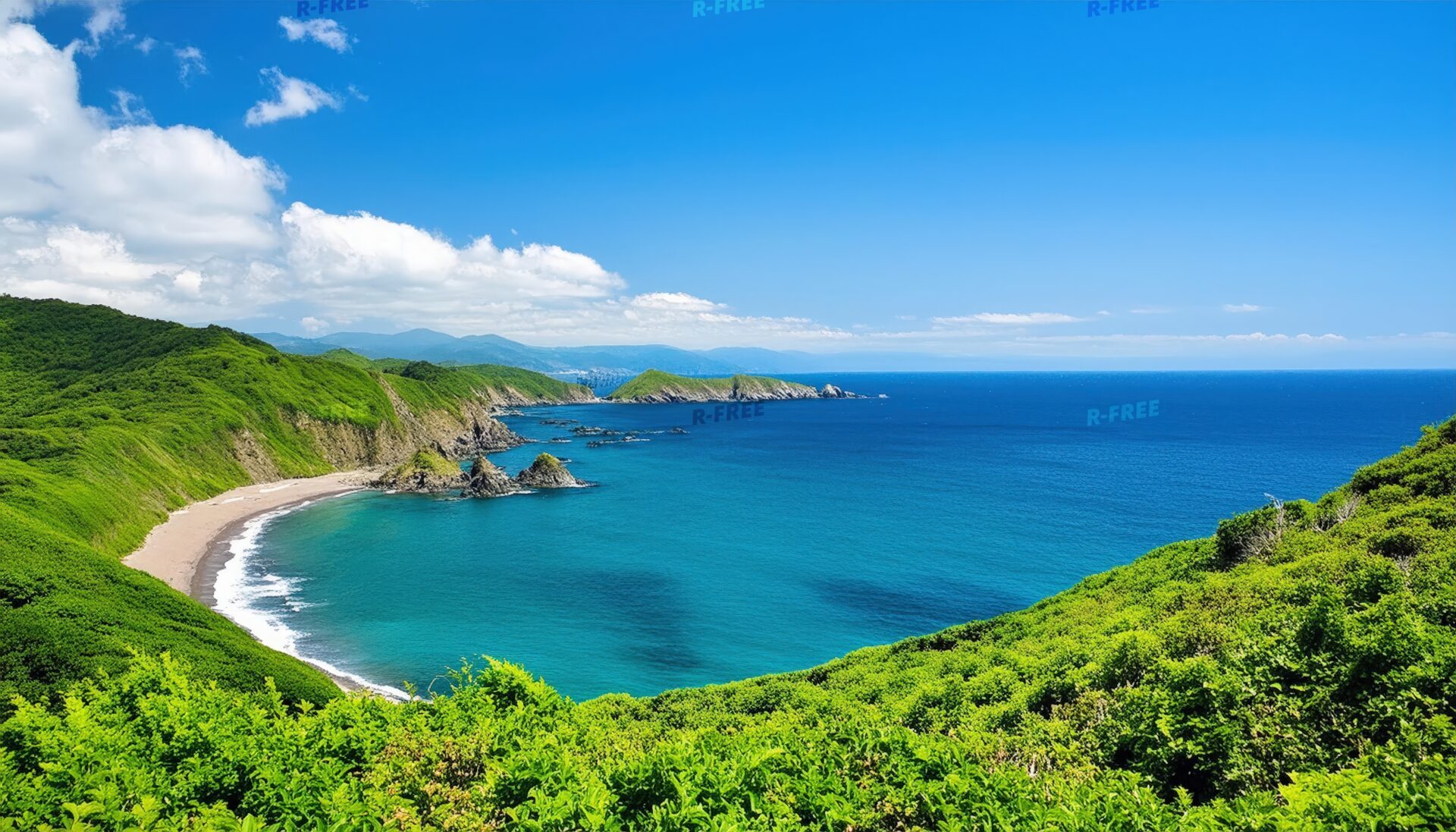 入江の海と崖の風景