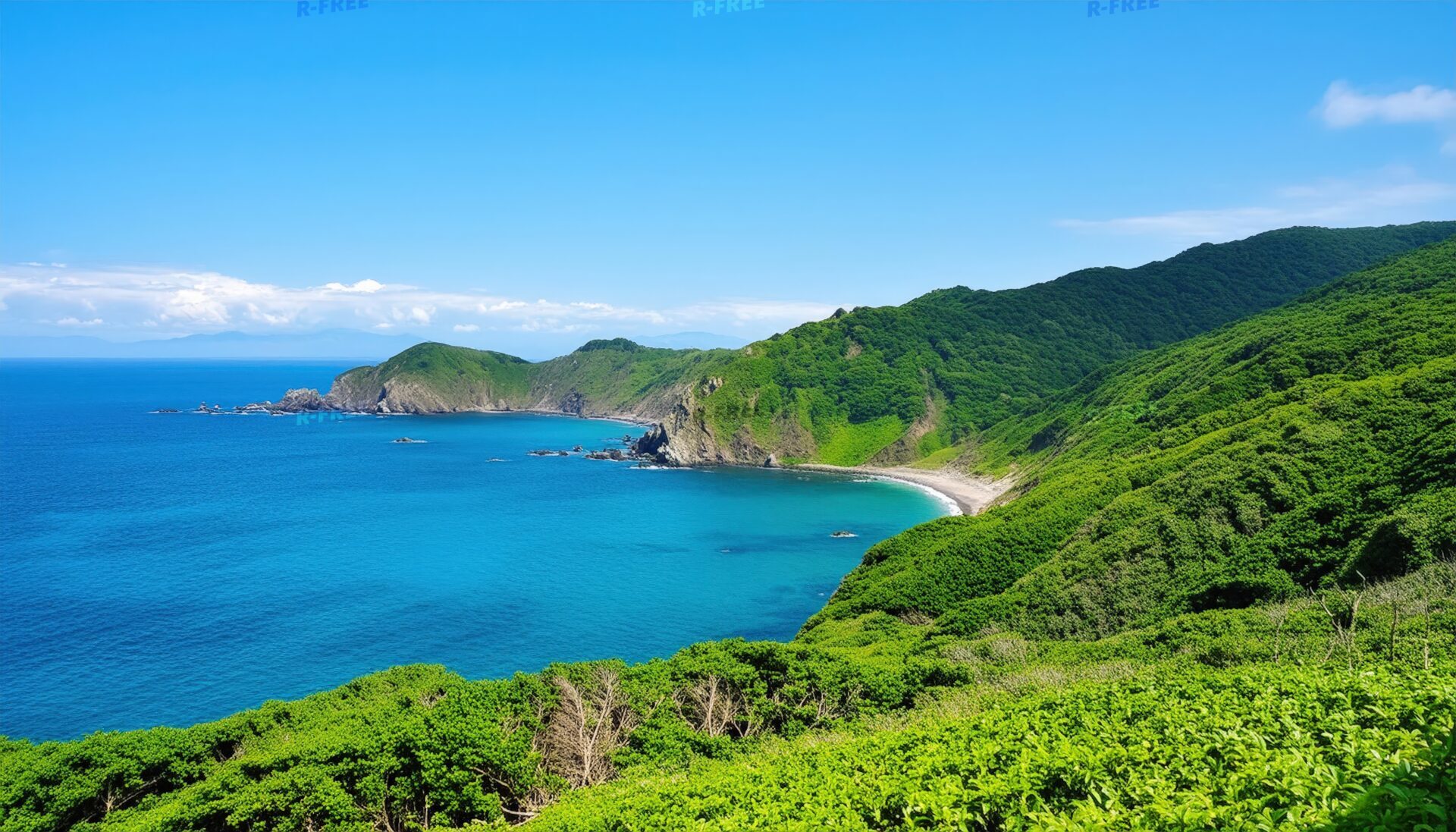 入江と青い海の絶景