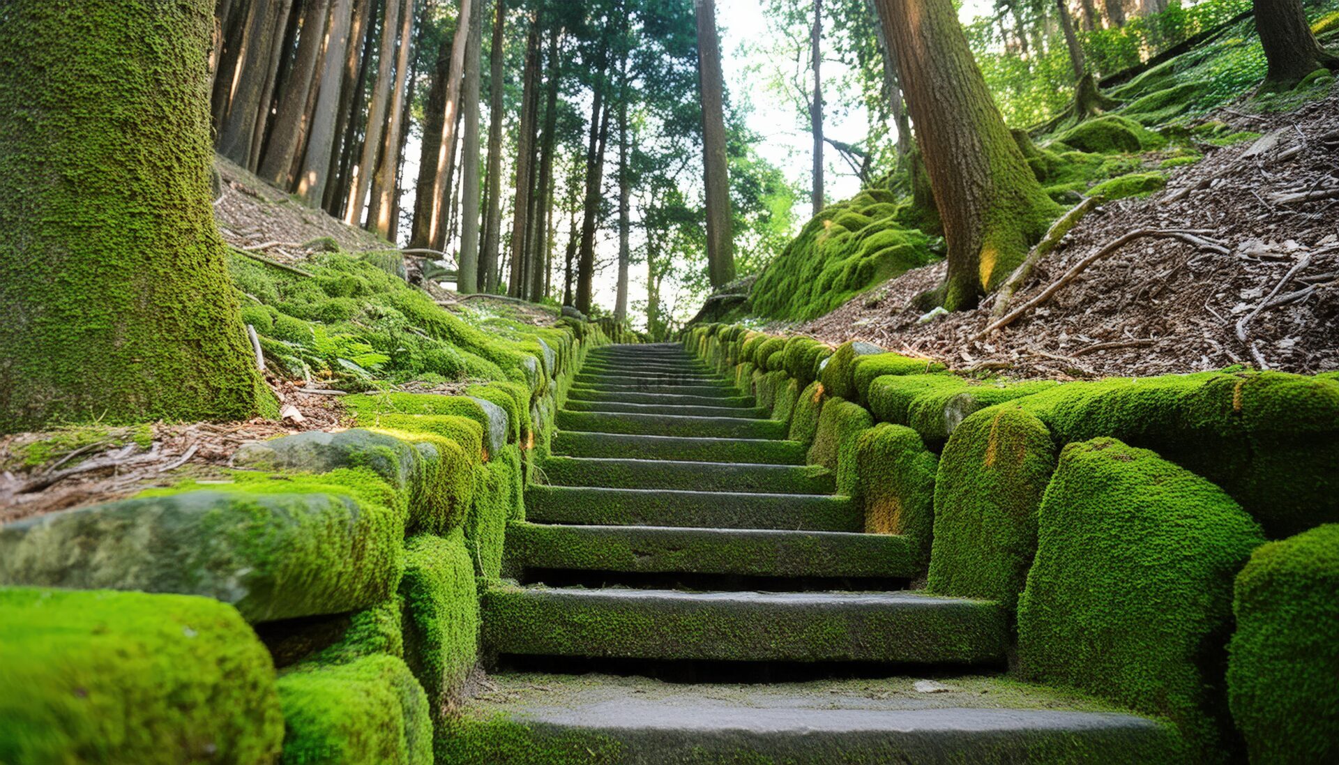 苔と石の階段