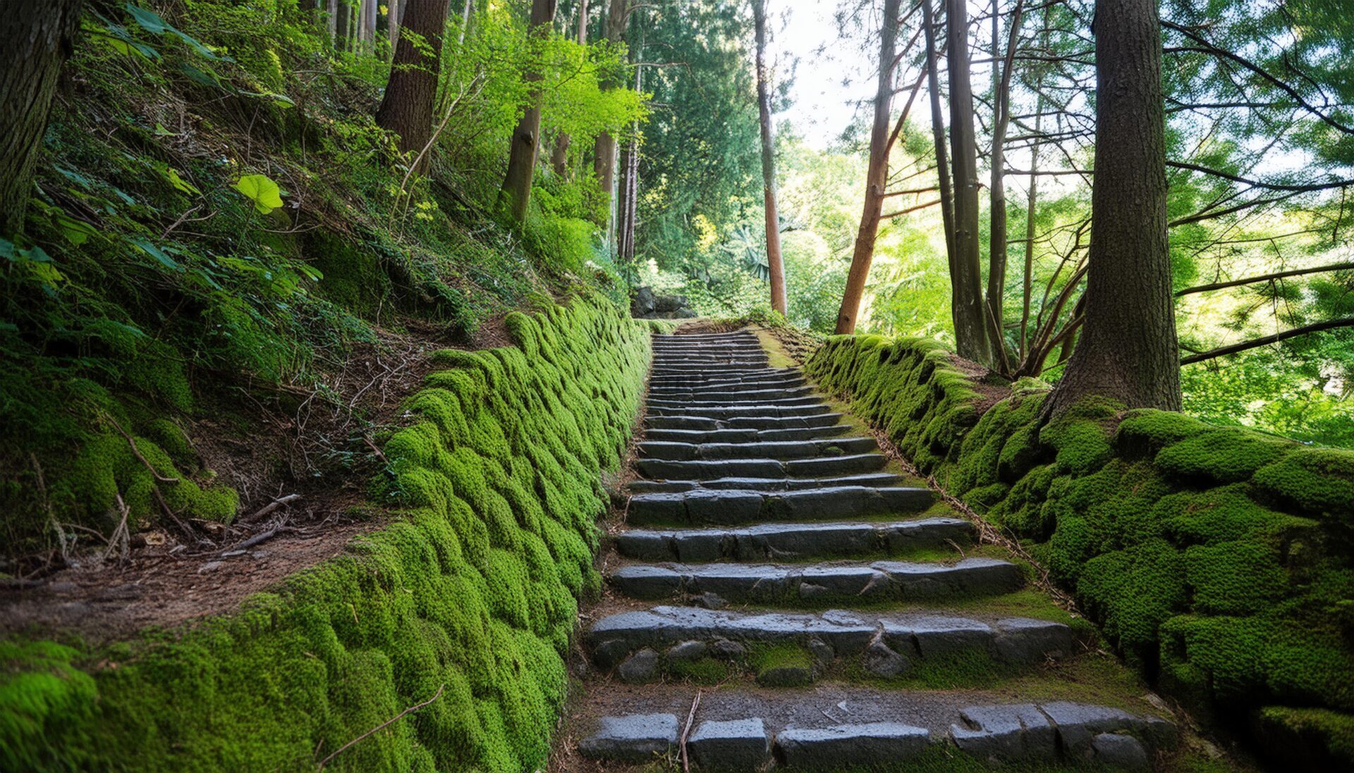 石畳と苔の小道
