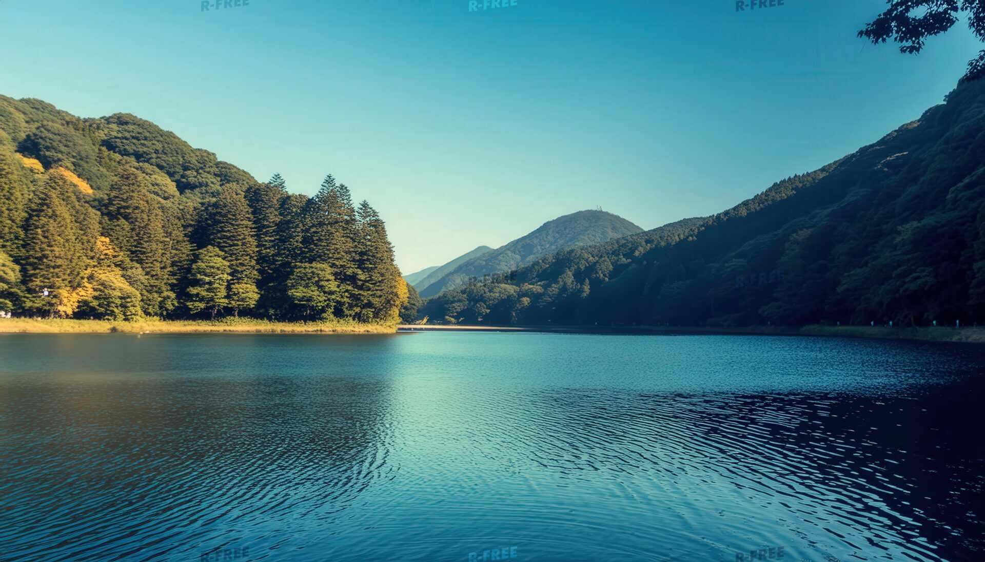 湖と山の景色