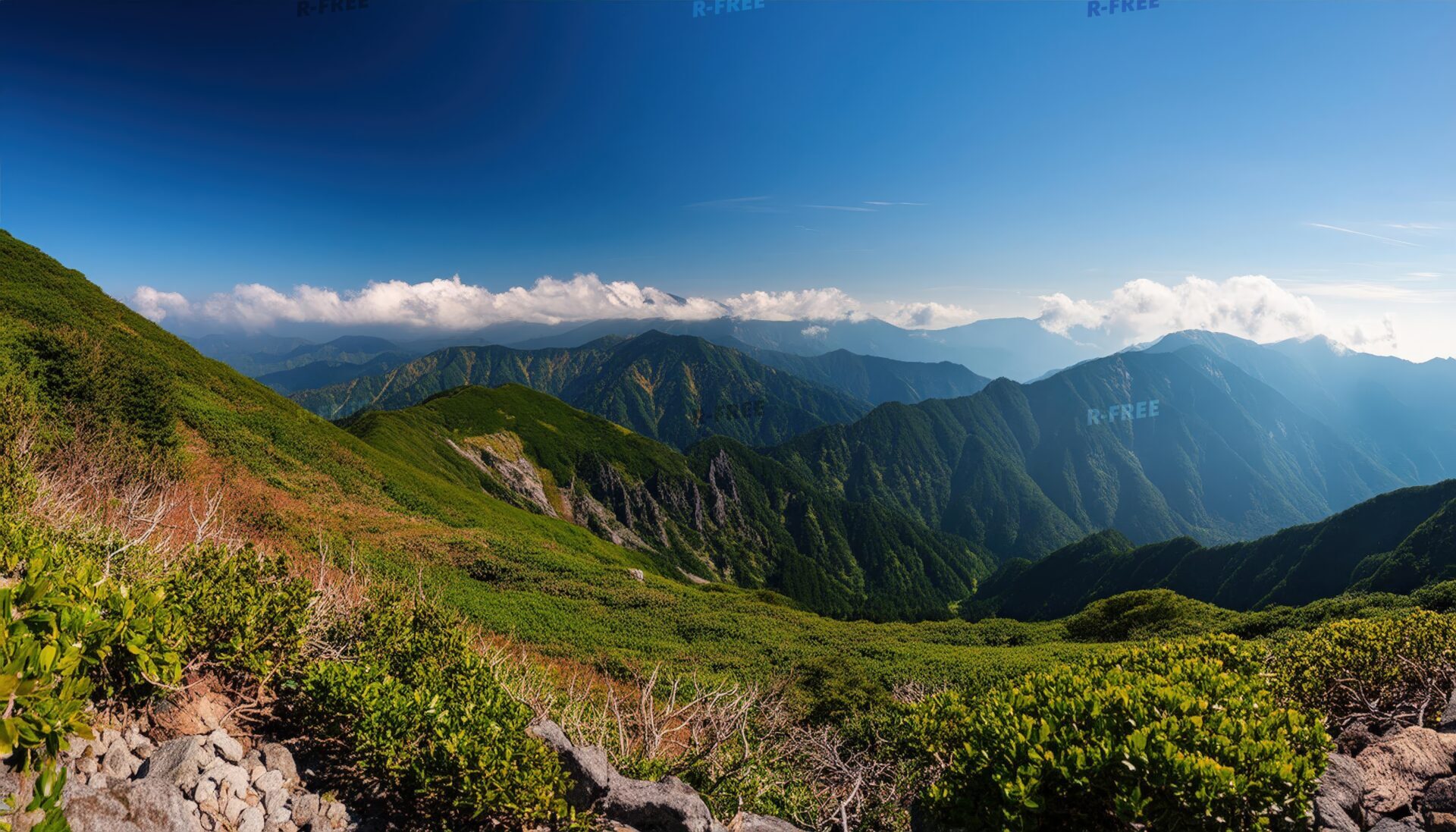 夏山と雲の景色
