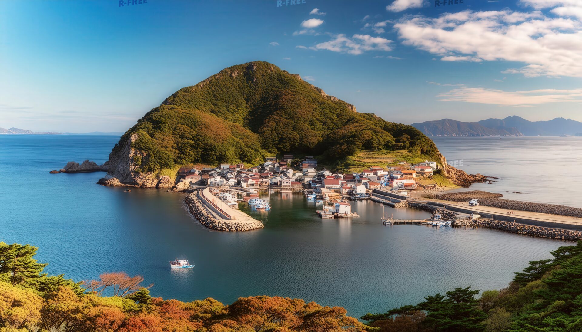 入江に佇む漁村