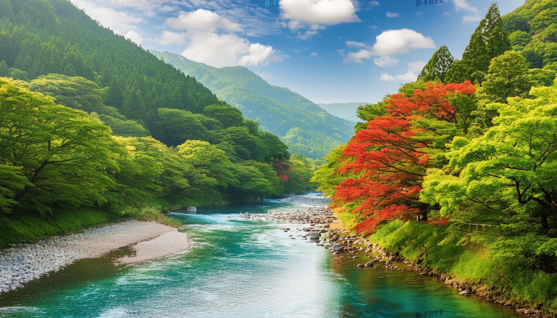 秋色の渓流