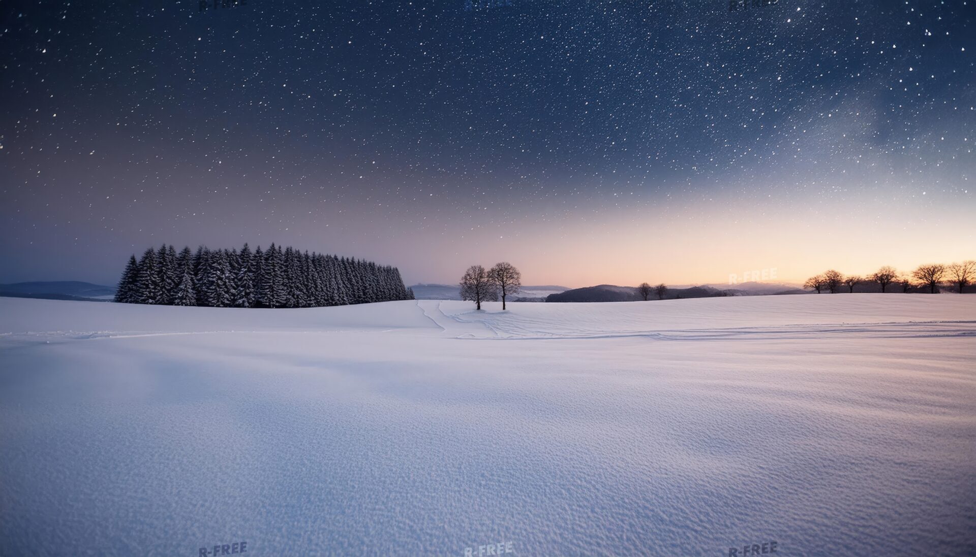 雪原と星空の風景