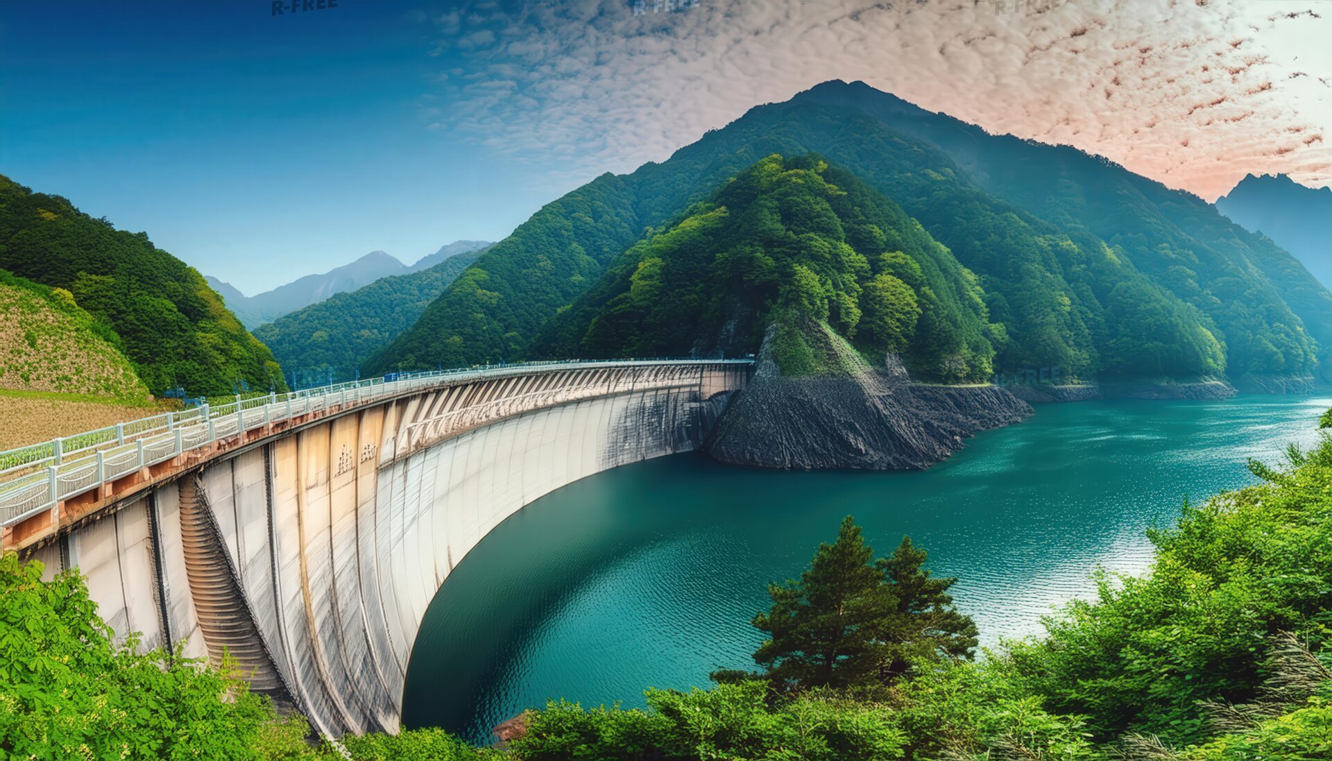 青空とダム湖