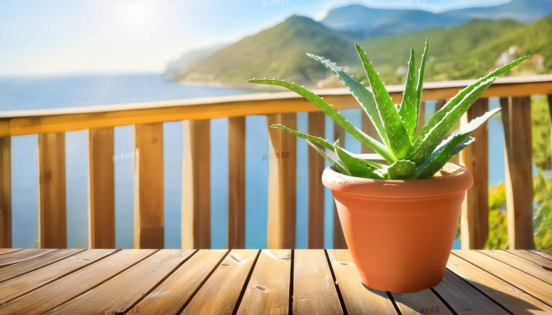 海辺のアガベ鉢植え