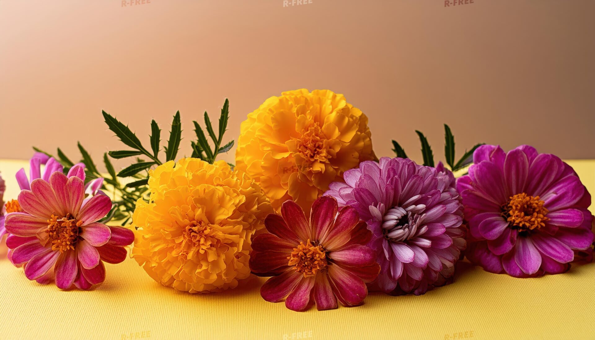 色彩豊かな花の並び