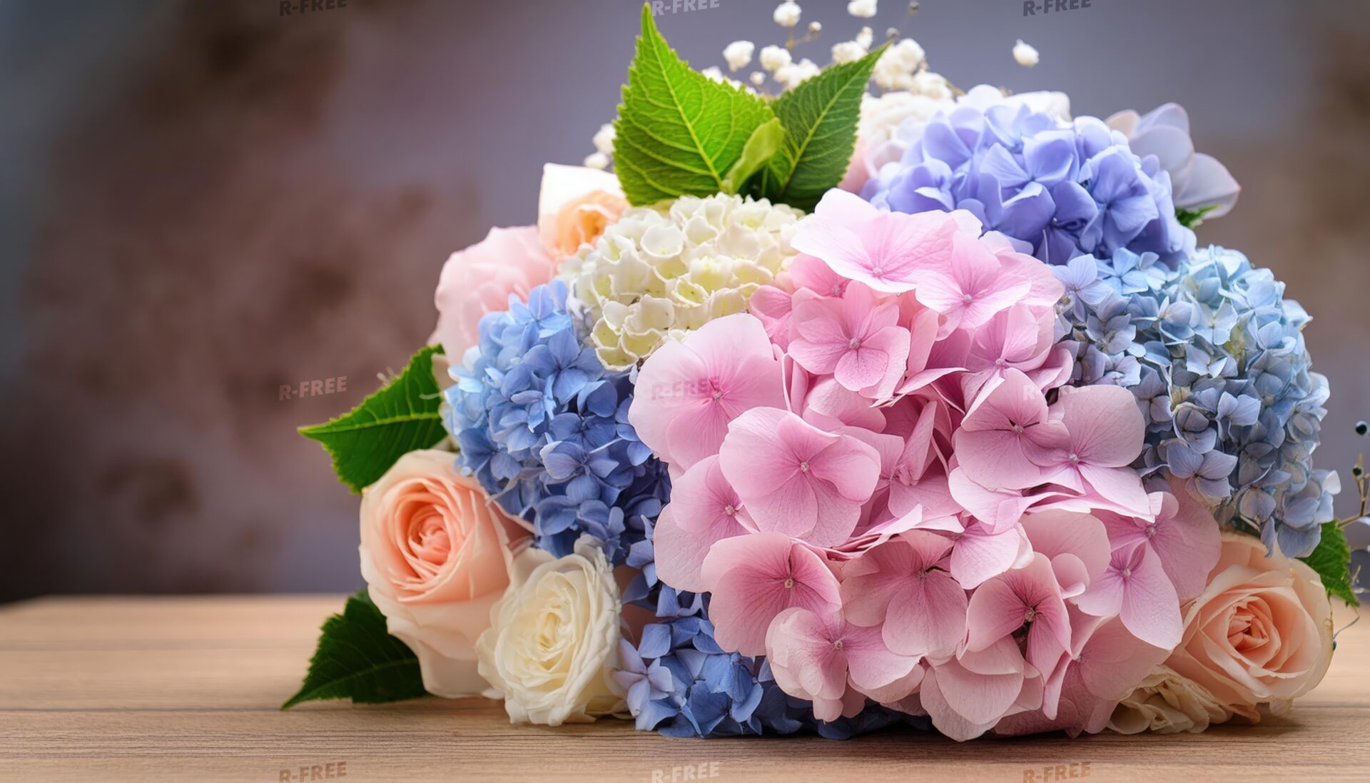 紫陽花とバラのブーケ