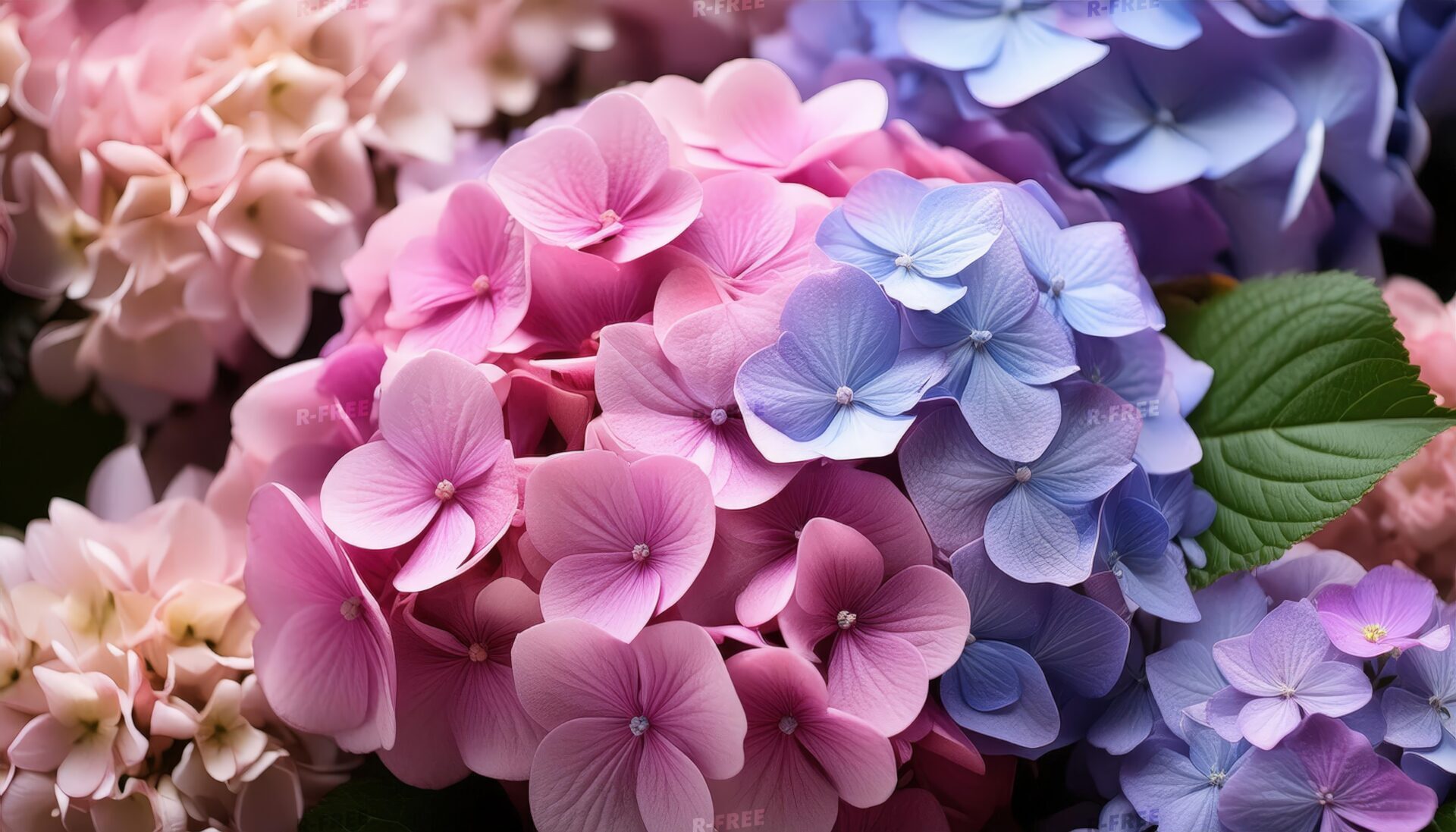 紫陽花とバラのアレンジメント