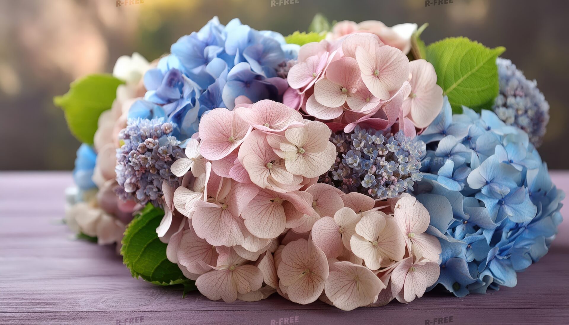 紫陽花とバラの花束