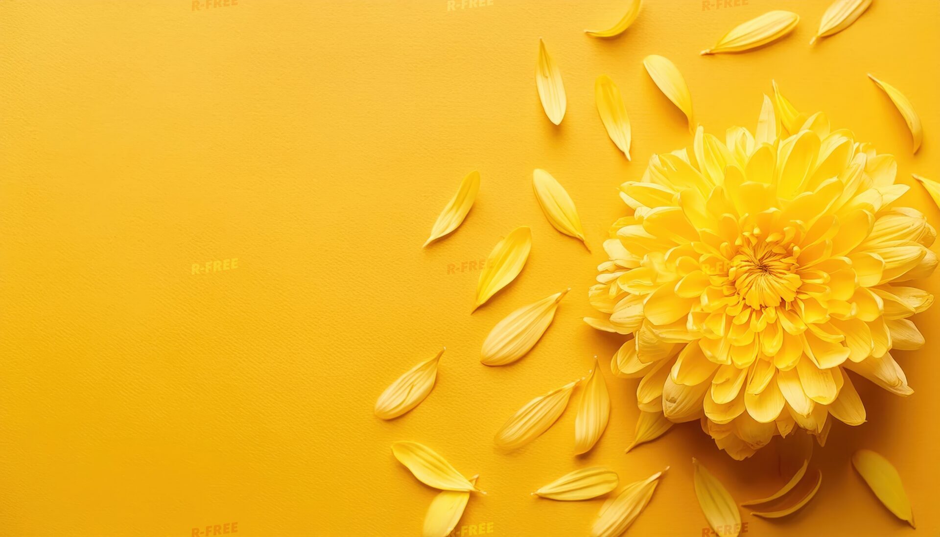菊の花と散らばる花びら