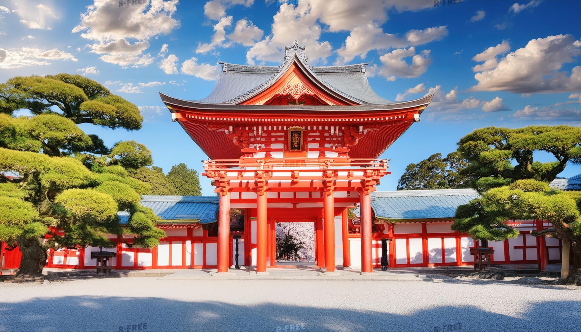 松と神社の門