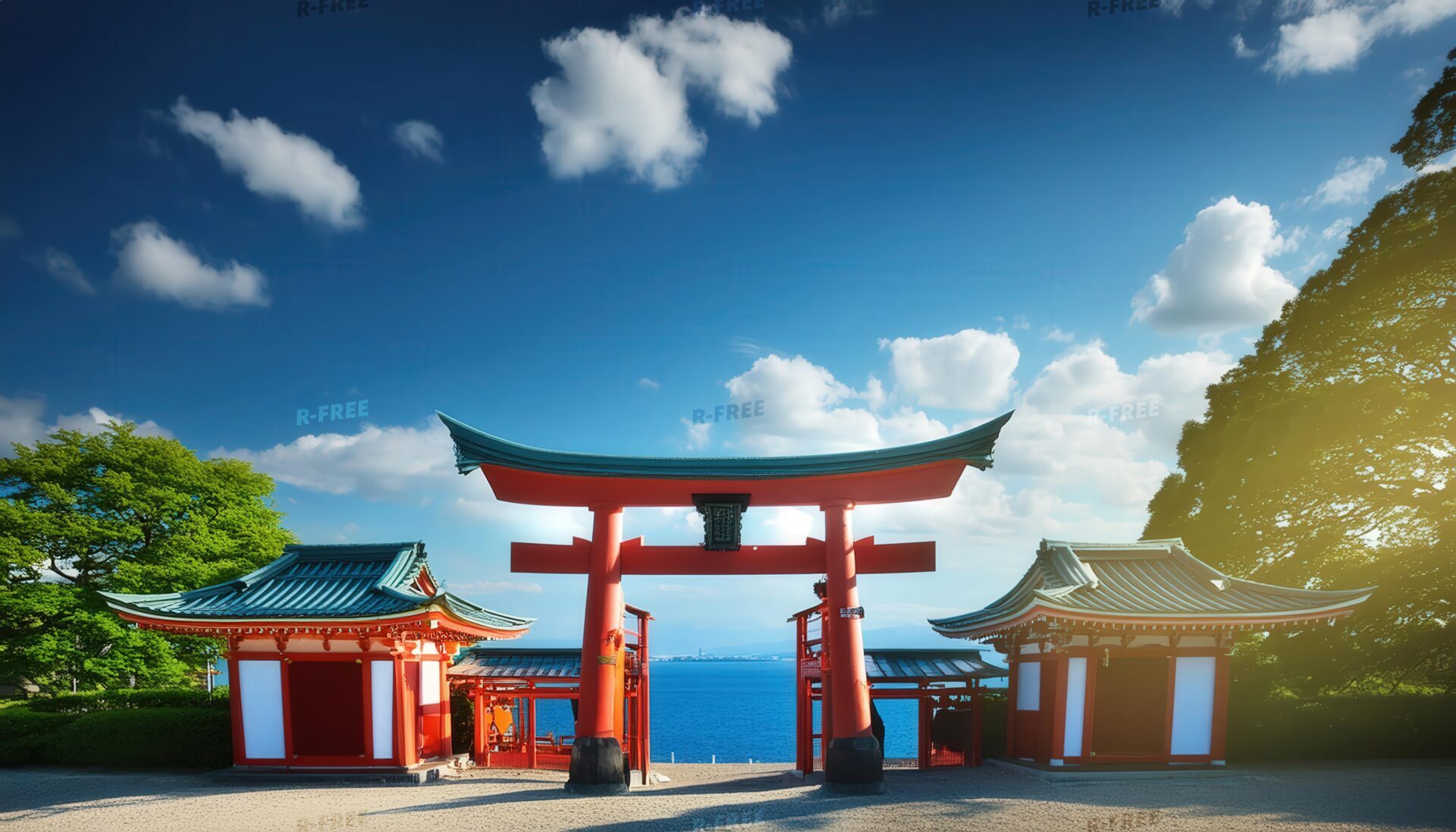 海に臨む神社の鳥居
