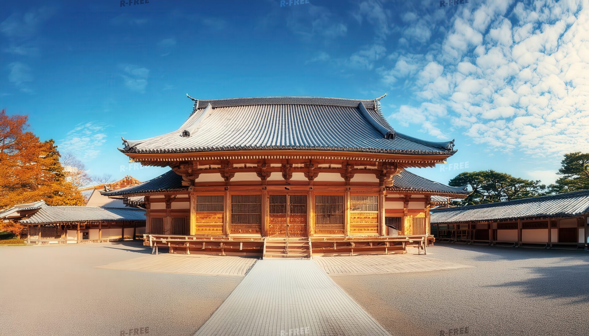 紅葉の季節の仏教寺院