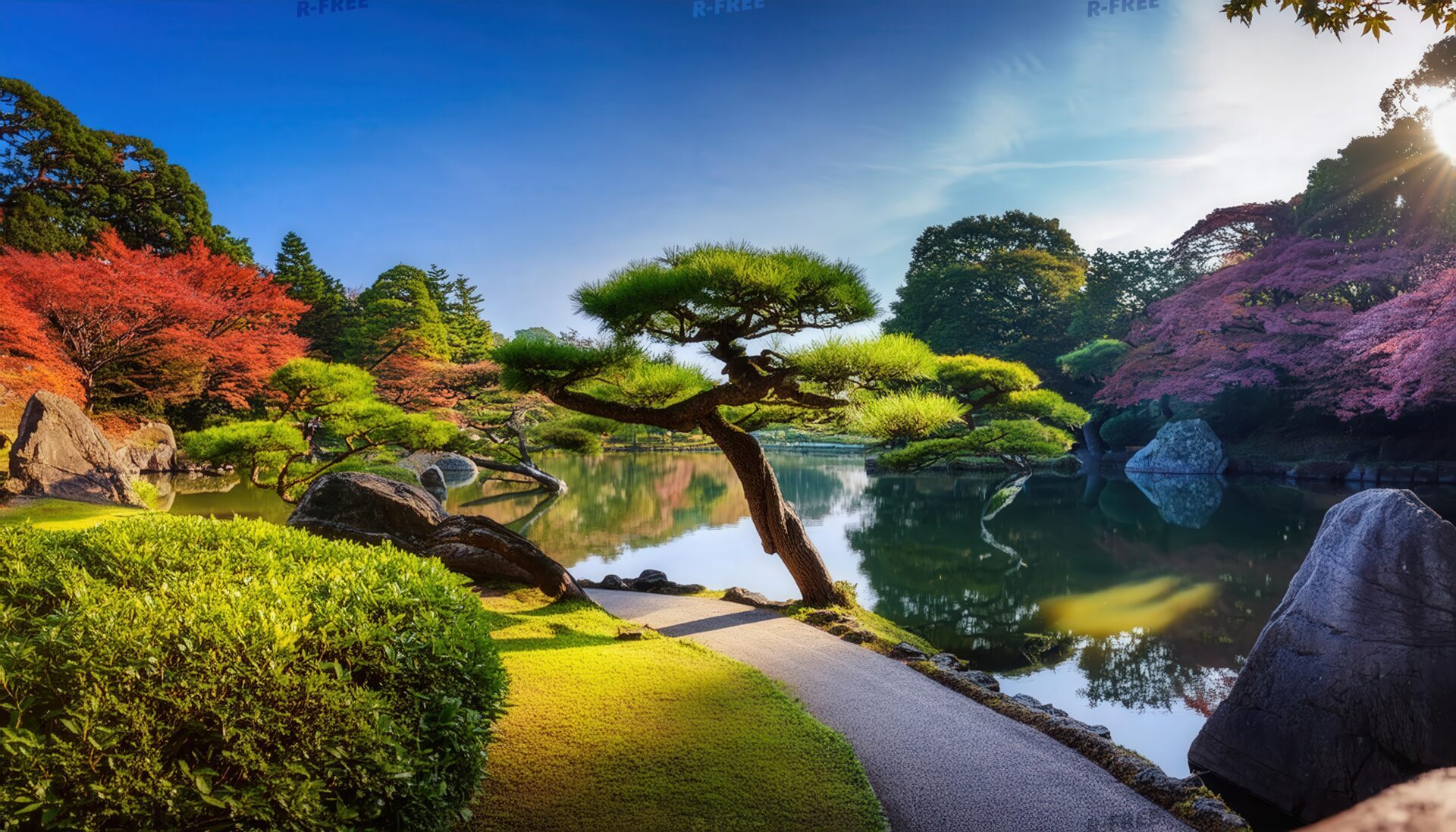 紅葉の季節の日本庭園
