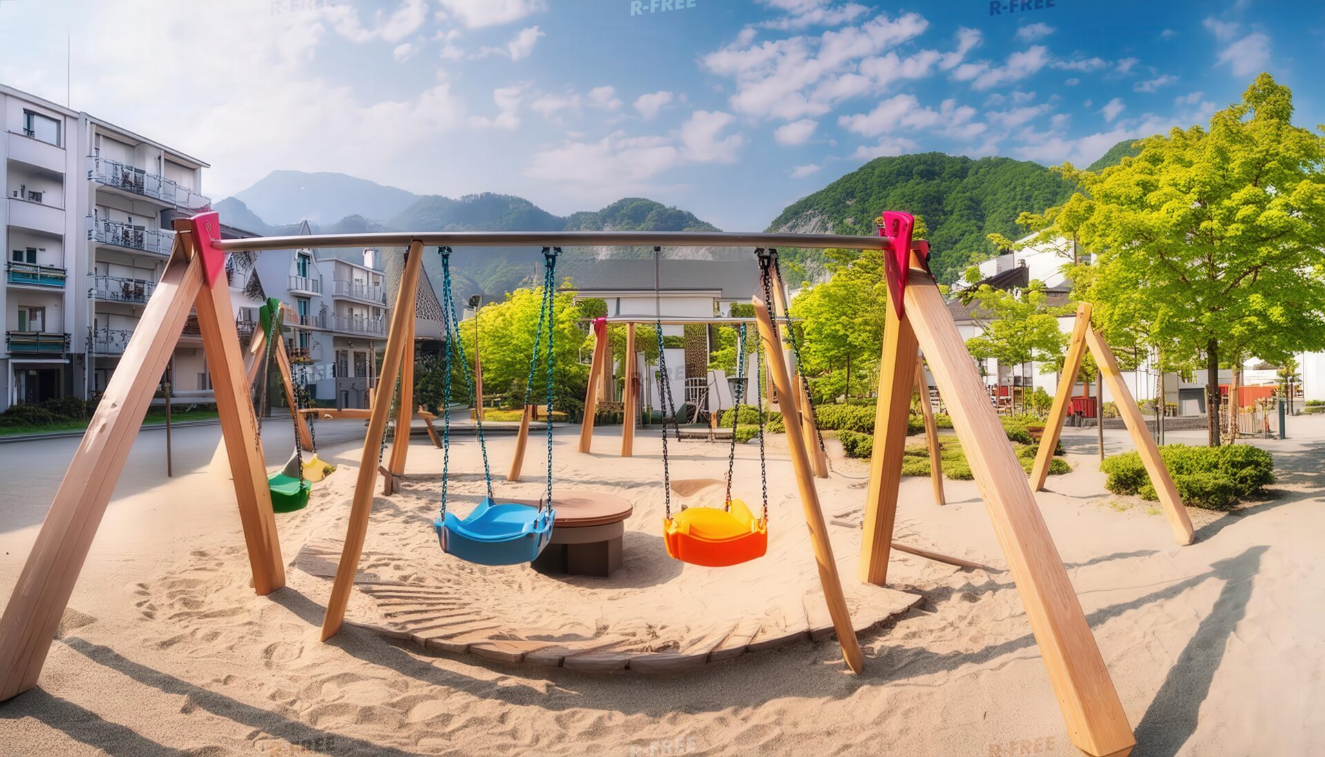 住宅街の公園と遊具