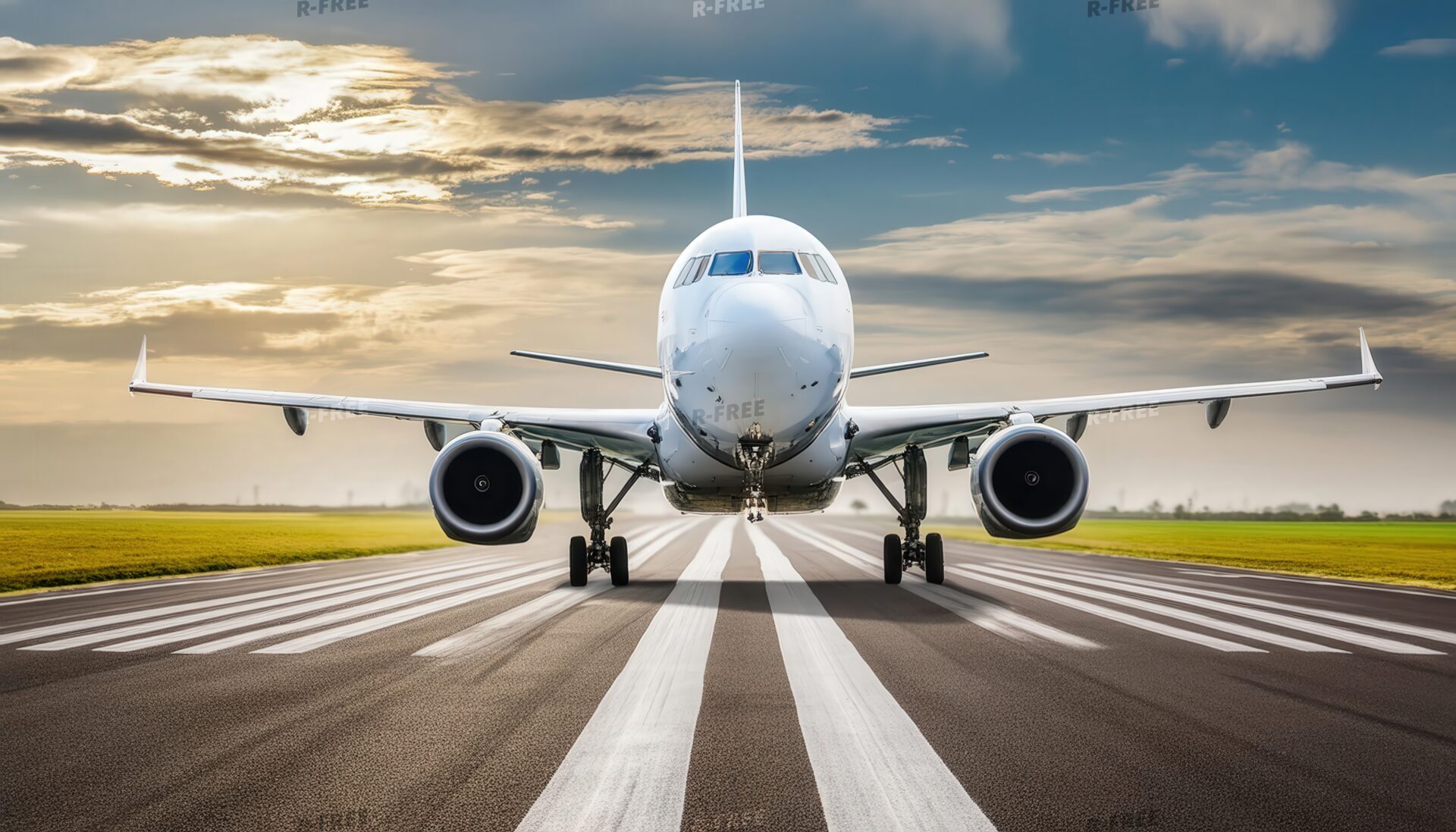 滑走路を駆け抜ける飛行機