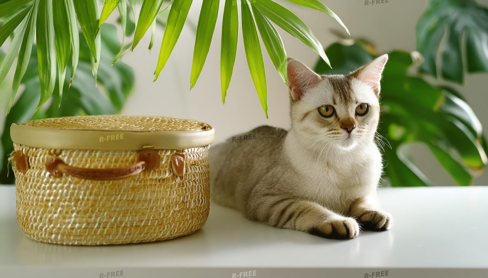 南国風の背景と猫