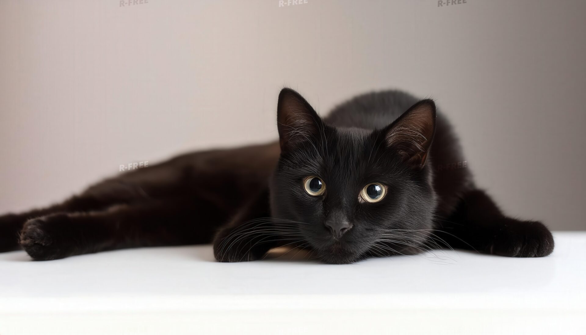 黒猫の見つめる姿（正面アップ）
