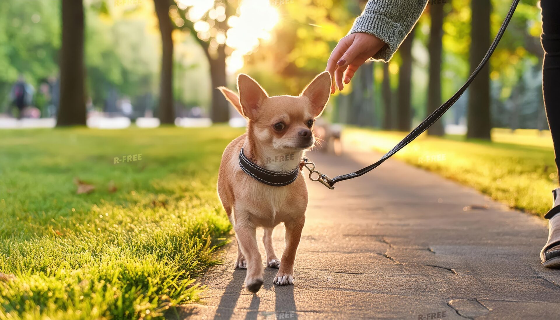 チワワと手のふれあい