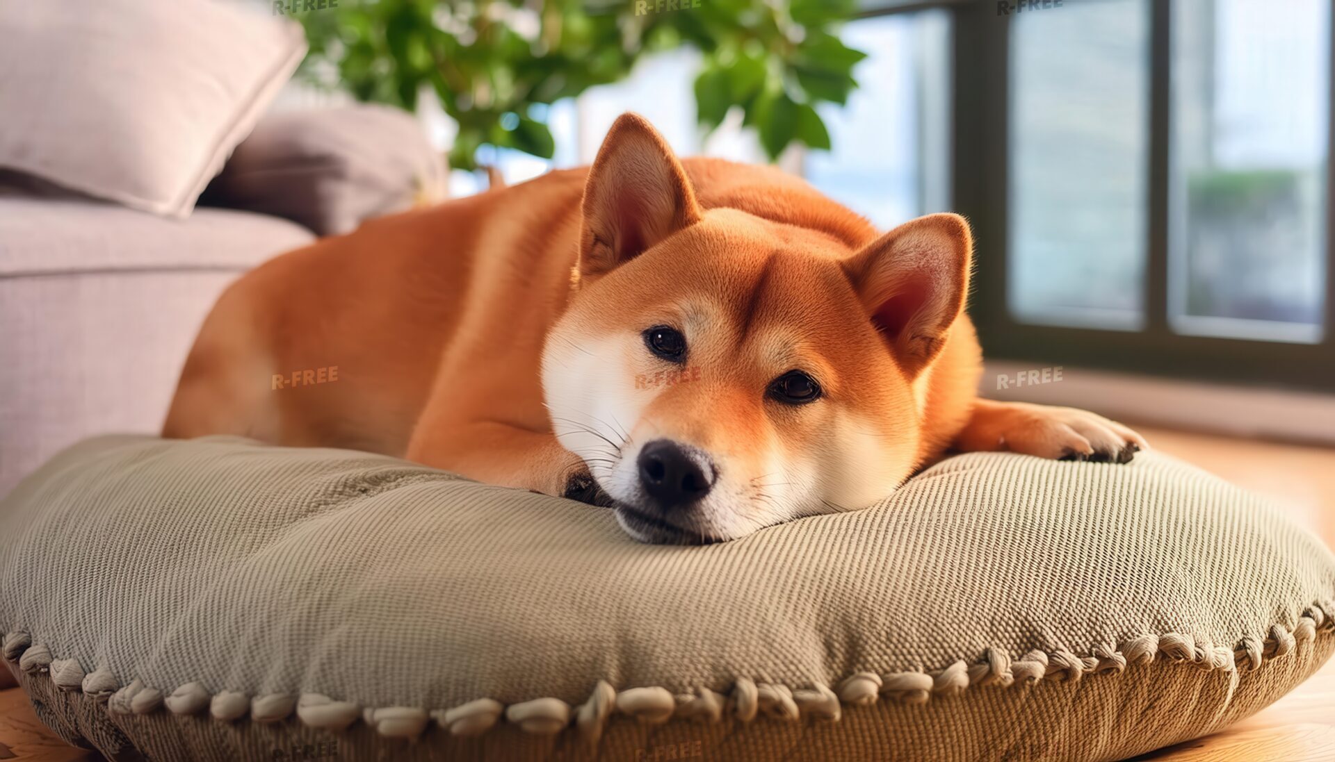 眠そうな柴犬