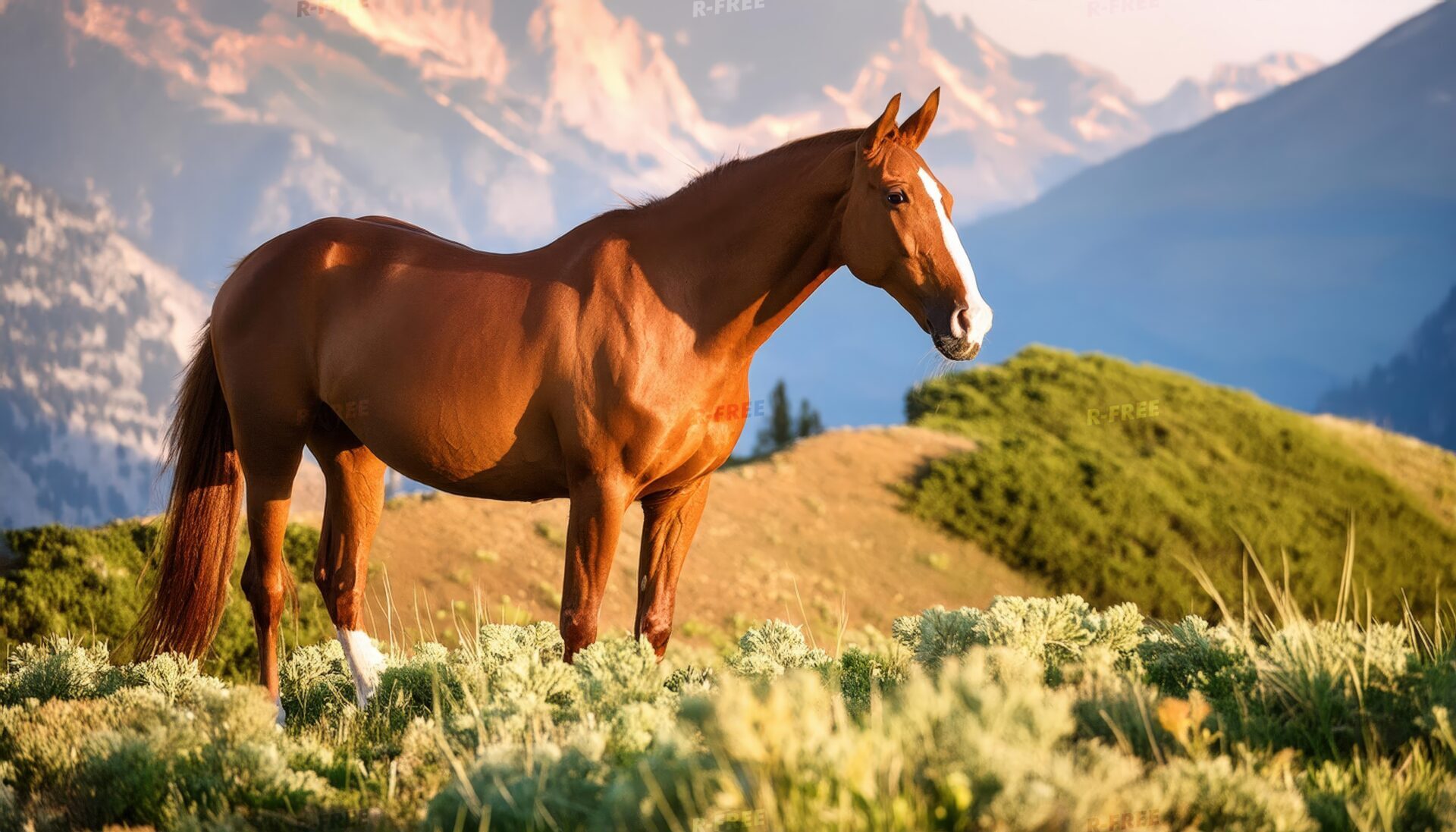 光を浴びる馬