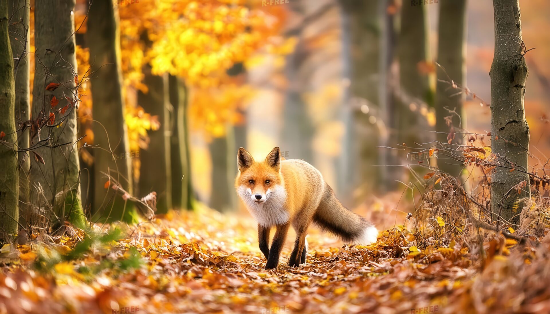 カメラを見るキツネ