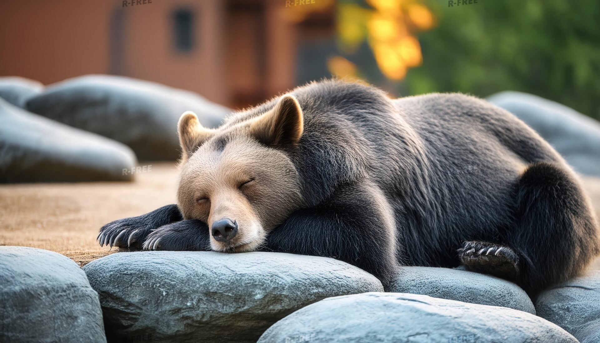 黒毛のクマの寝姿