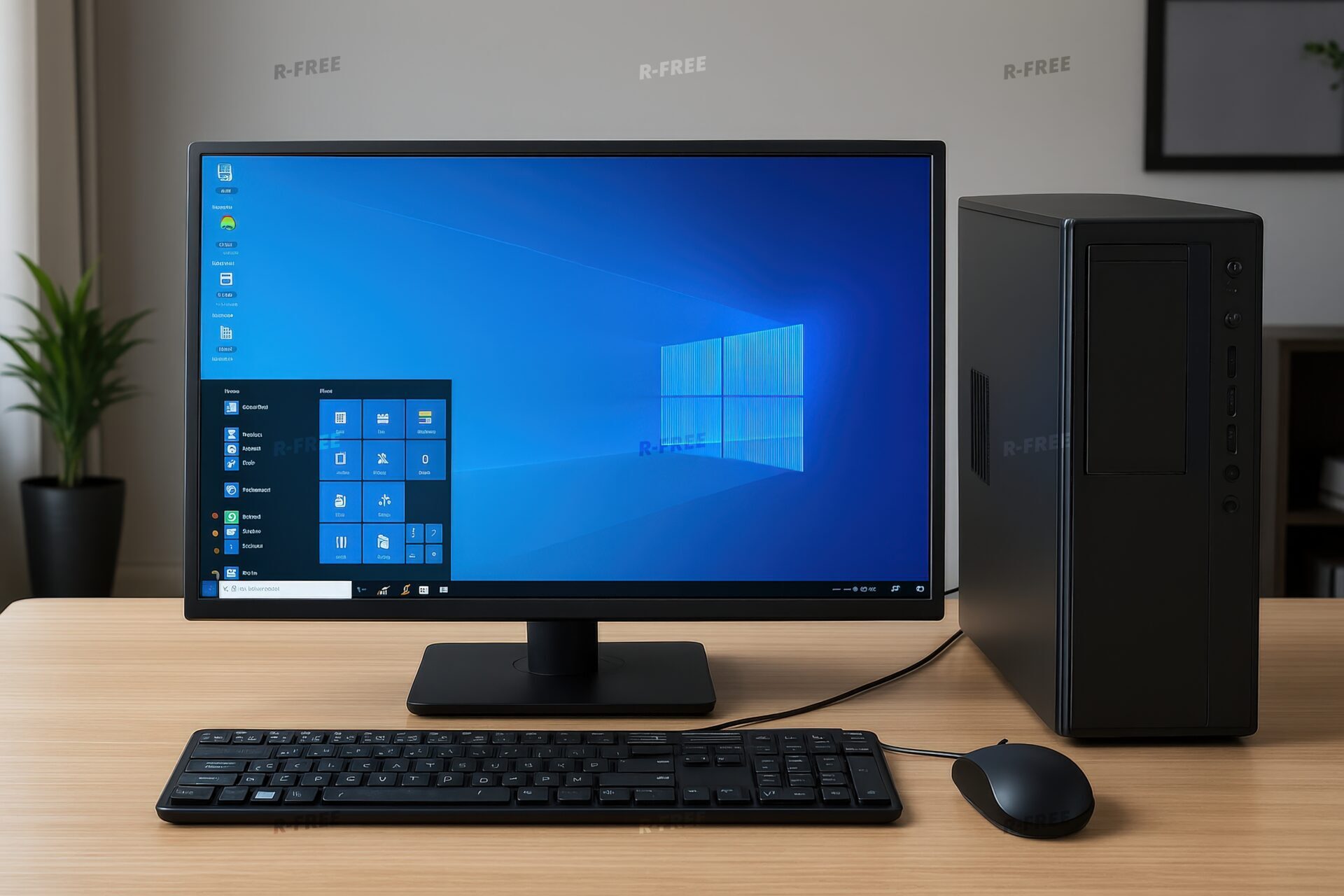 デスク上のWindowsデスクトップセット