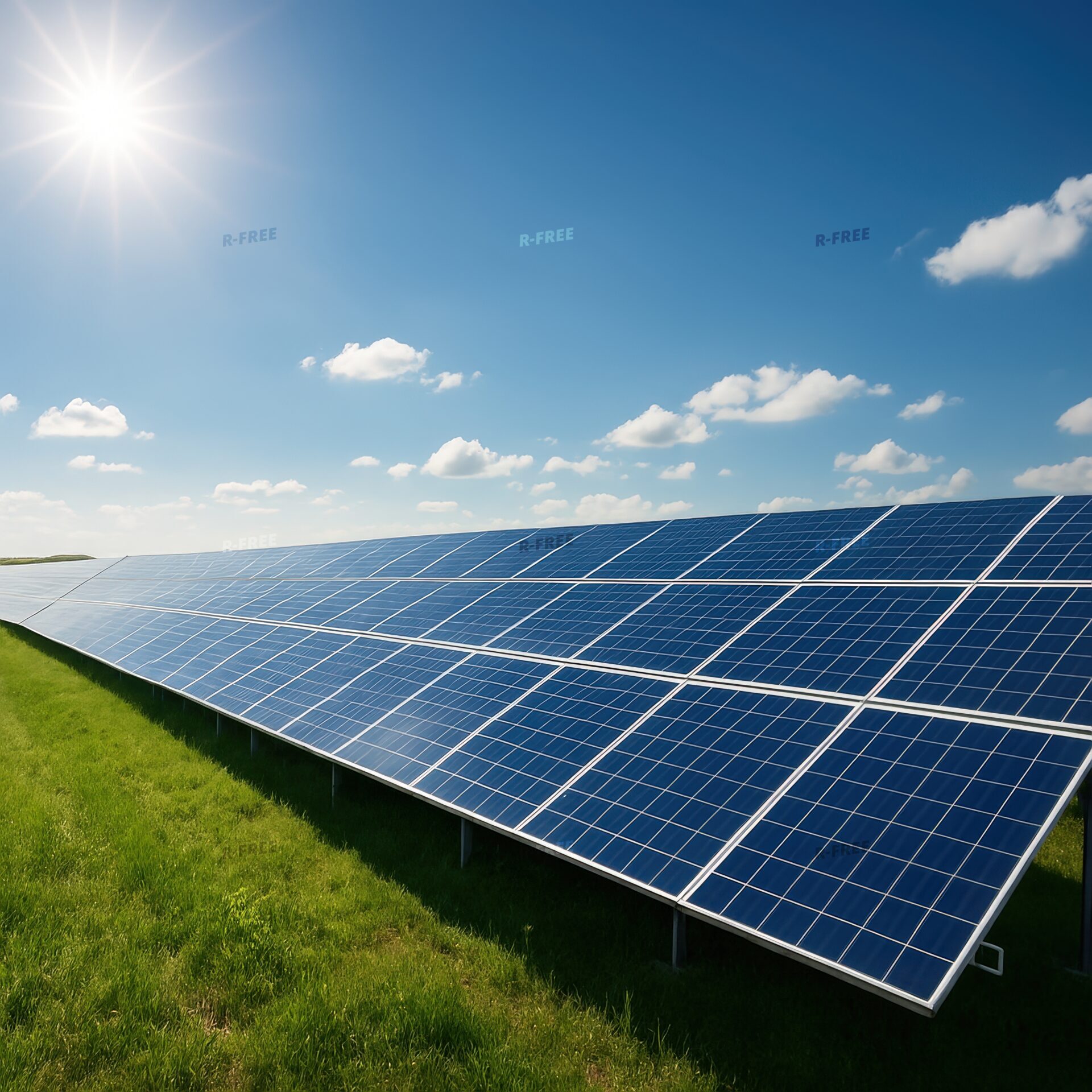 太陽光発電と青空