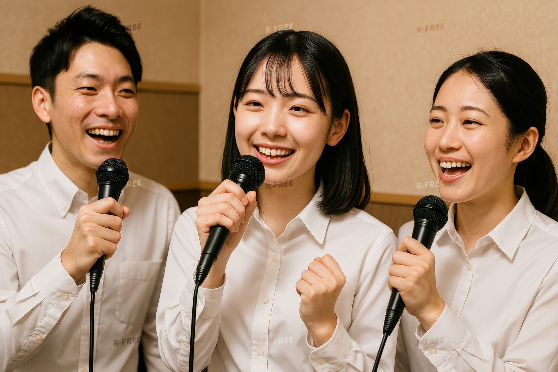 カラオケを満喫する若者たち