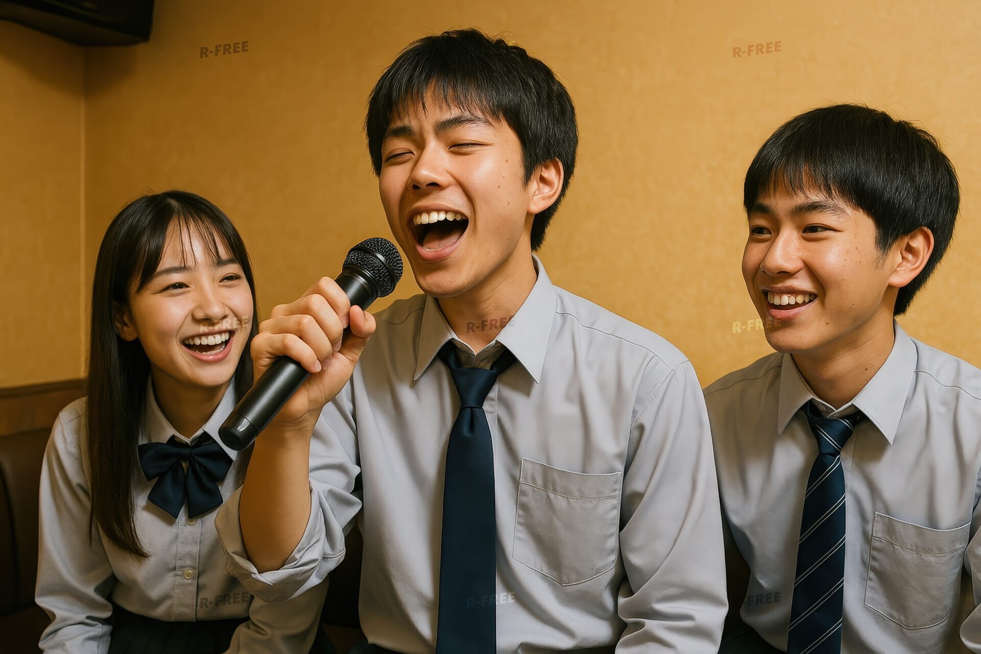 盛り上がる高校生たちのカラオケ