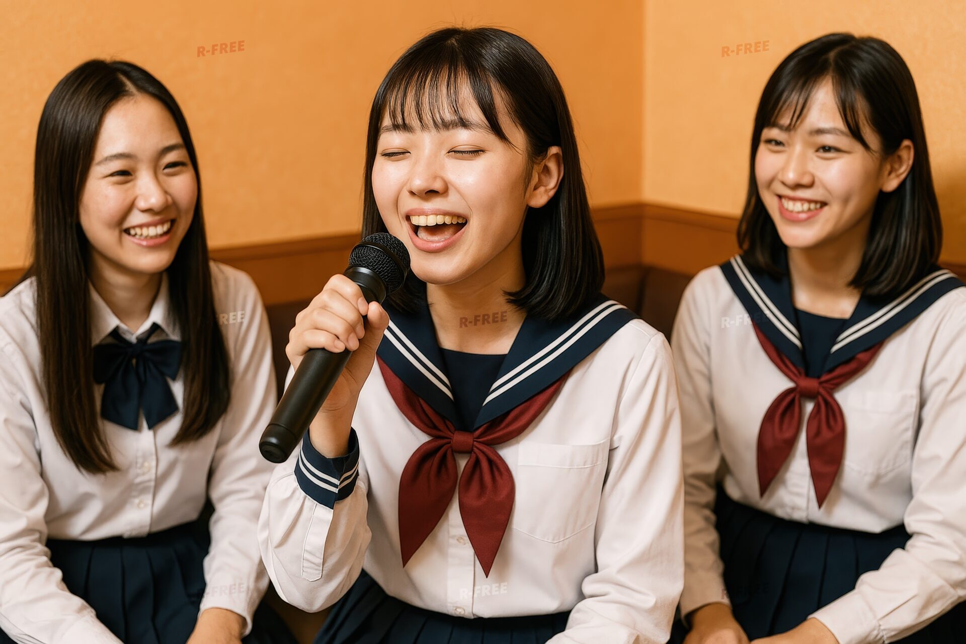 女子高生がカラオケで熱唱
