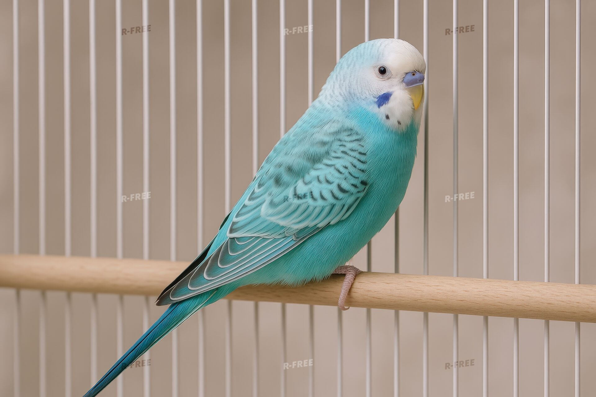 鳥かごの中の水色セキセイインコ（追加）
