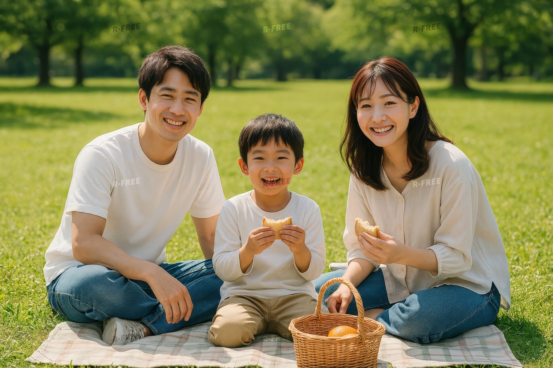 ピクニックを楽しむ家族