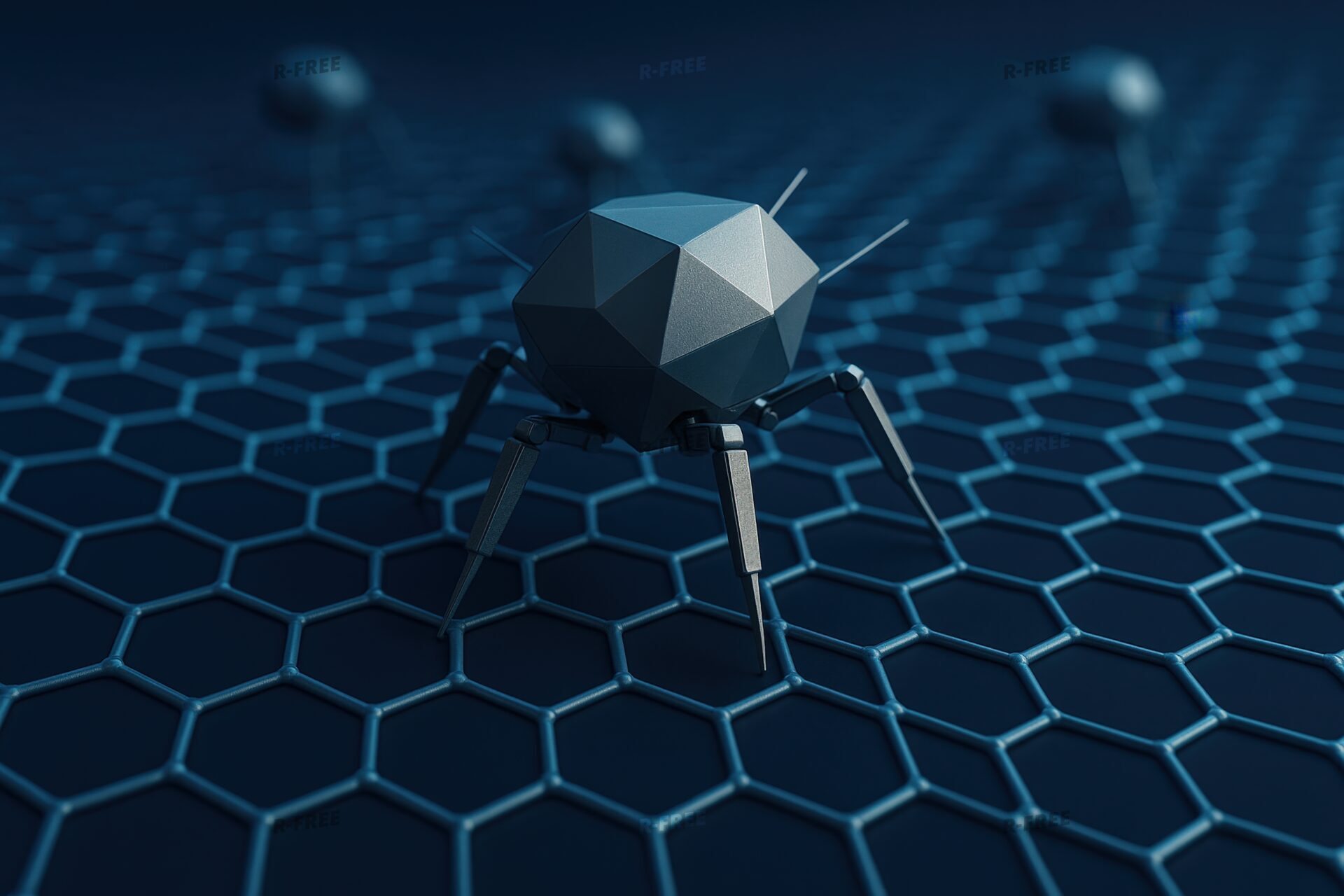 六角形の上を歩くナノロボット