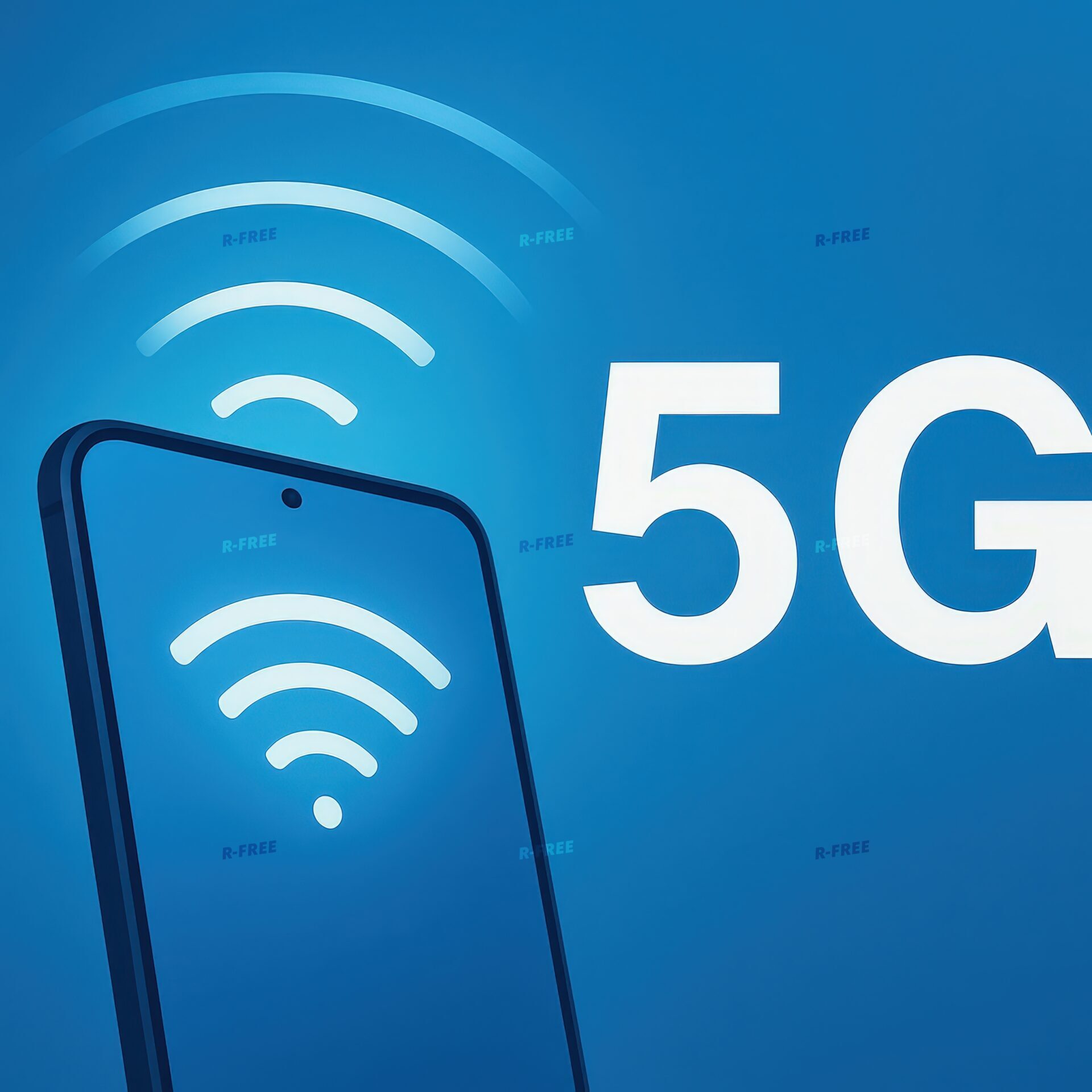 右側に5G文字を配置したスマートフォン通信イラスト