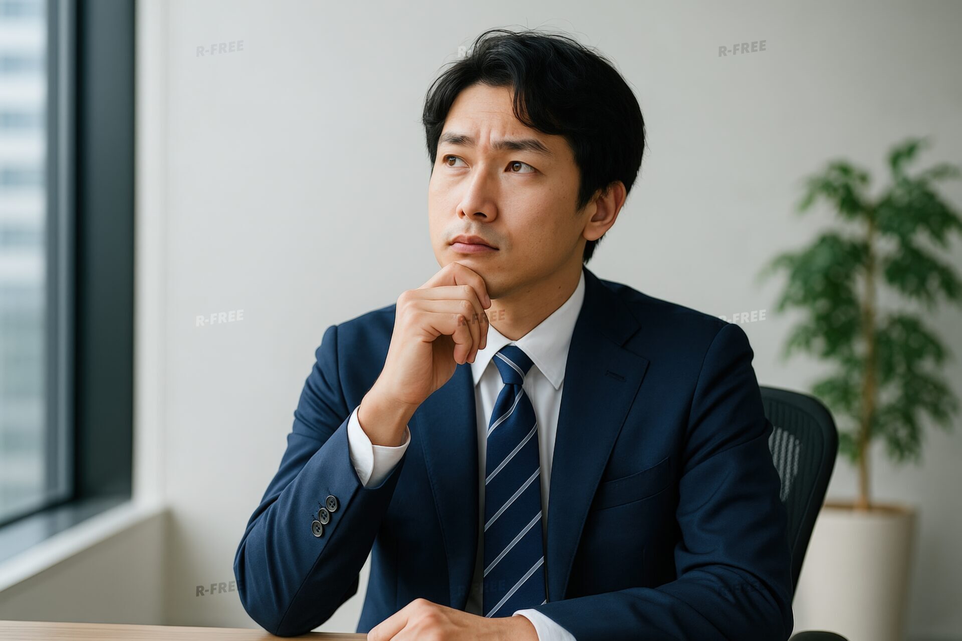 転職を検討するスーツ姿の若い男性