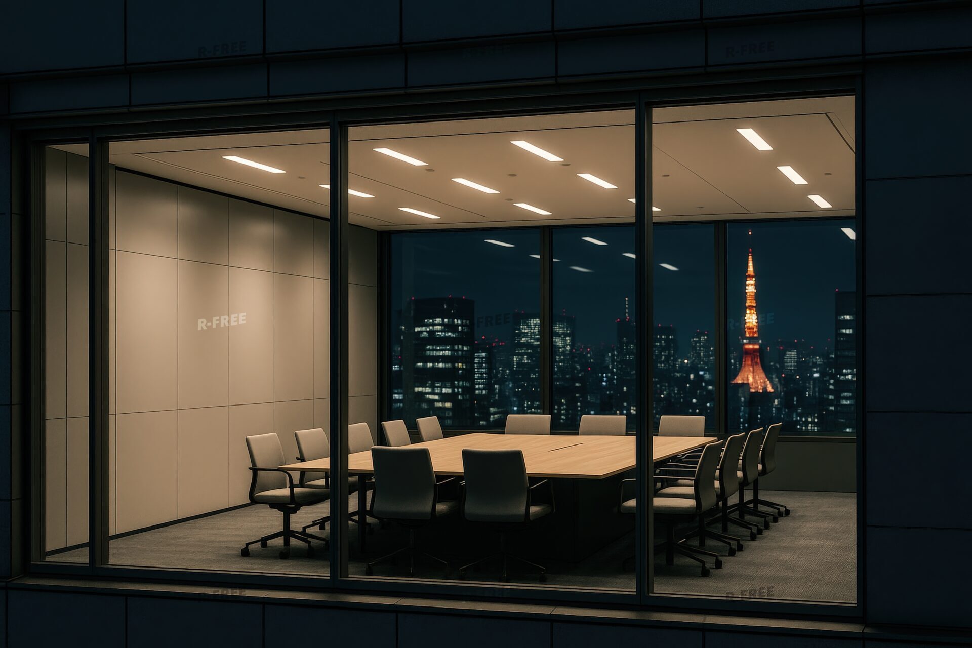 東京タワーを望む夜景の会議室