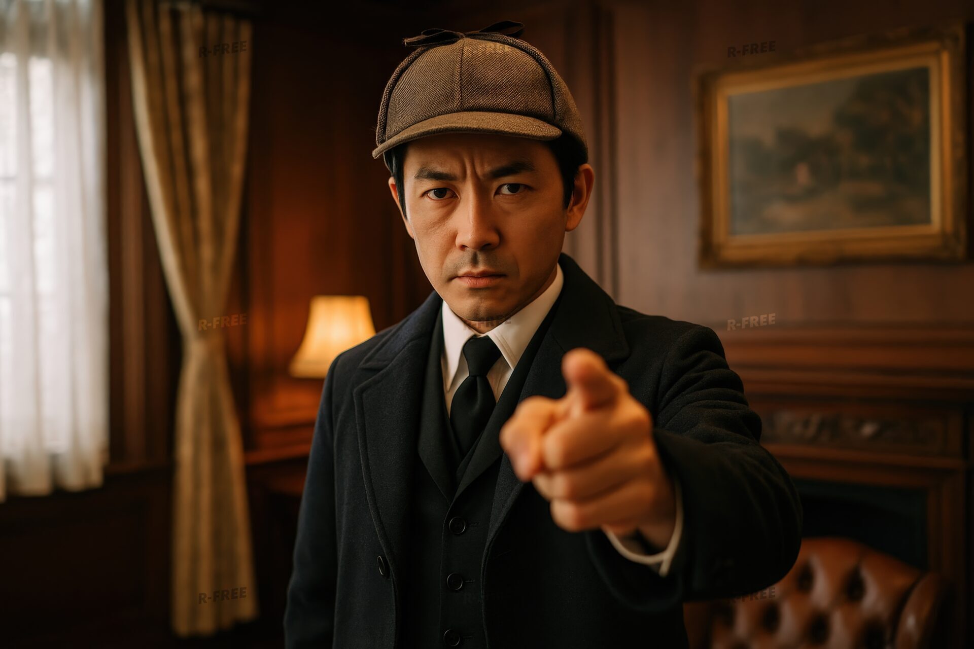 真犯人を指摘する男性探偵