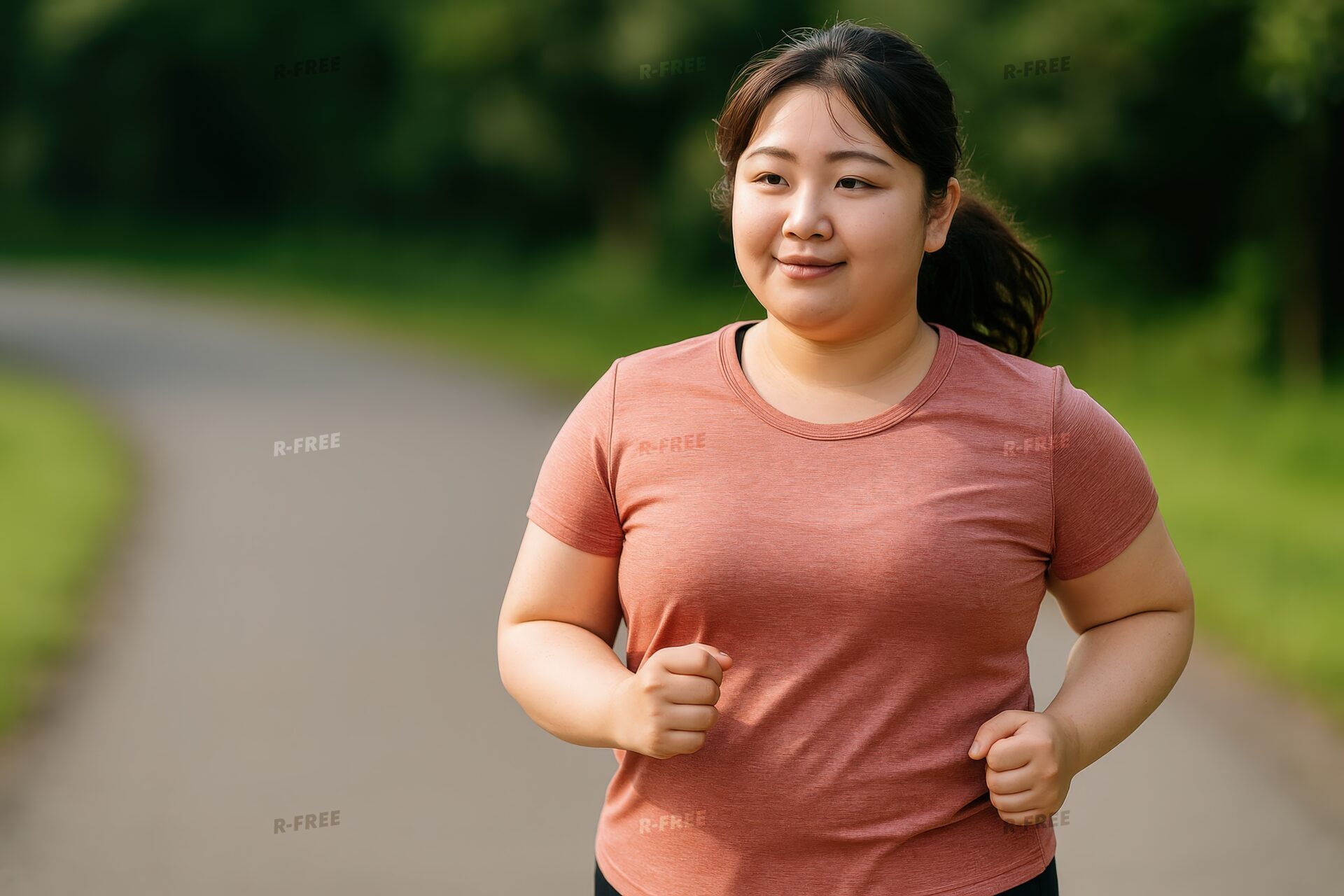 笑顔でジョギングする女性のダイエット風景