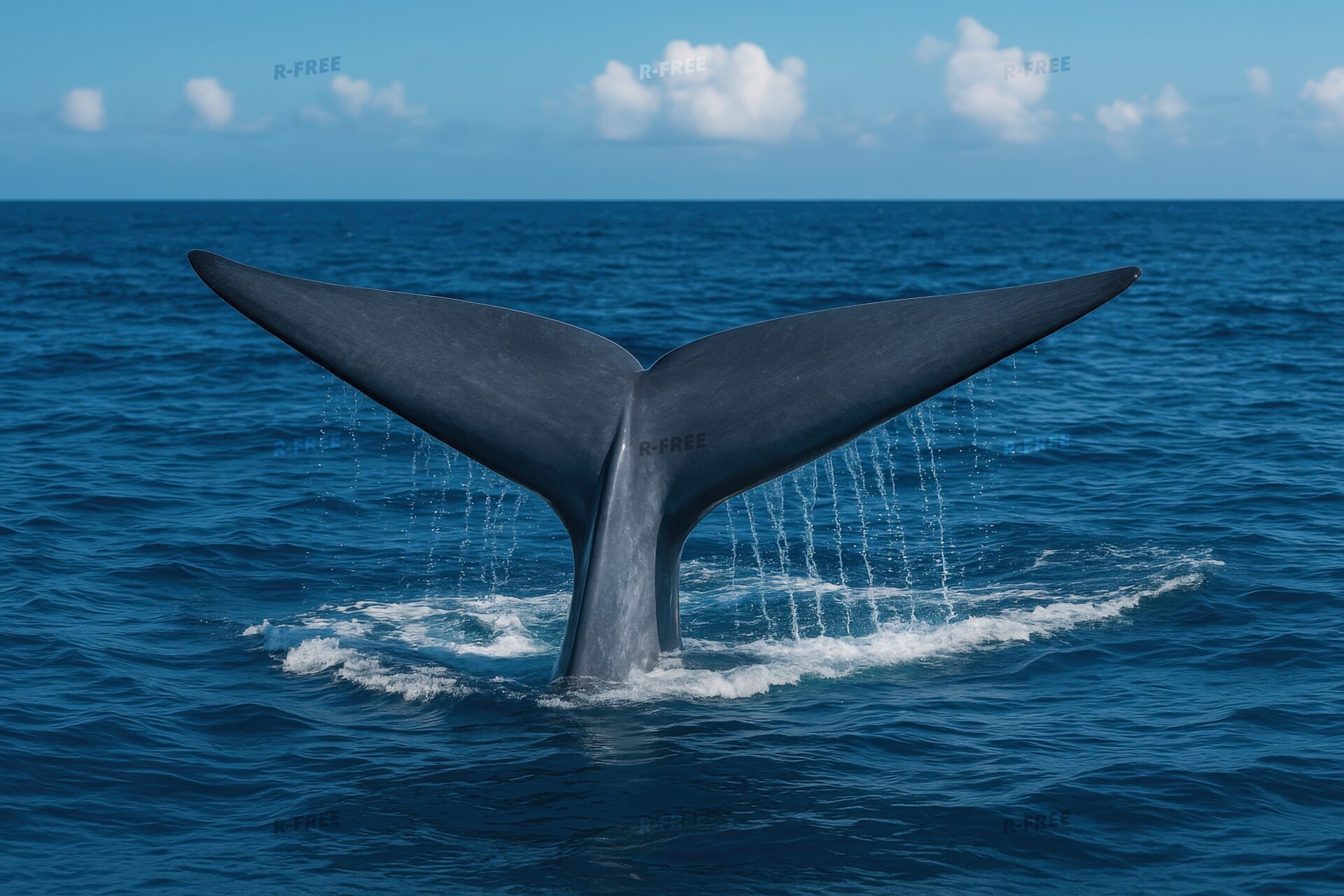 水滴をまとったクジラの尾びれ