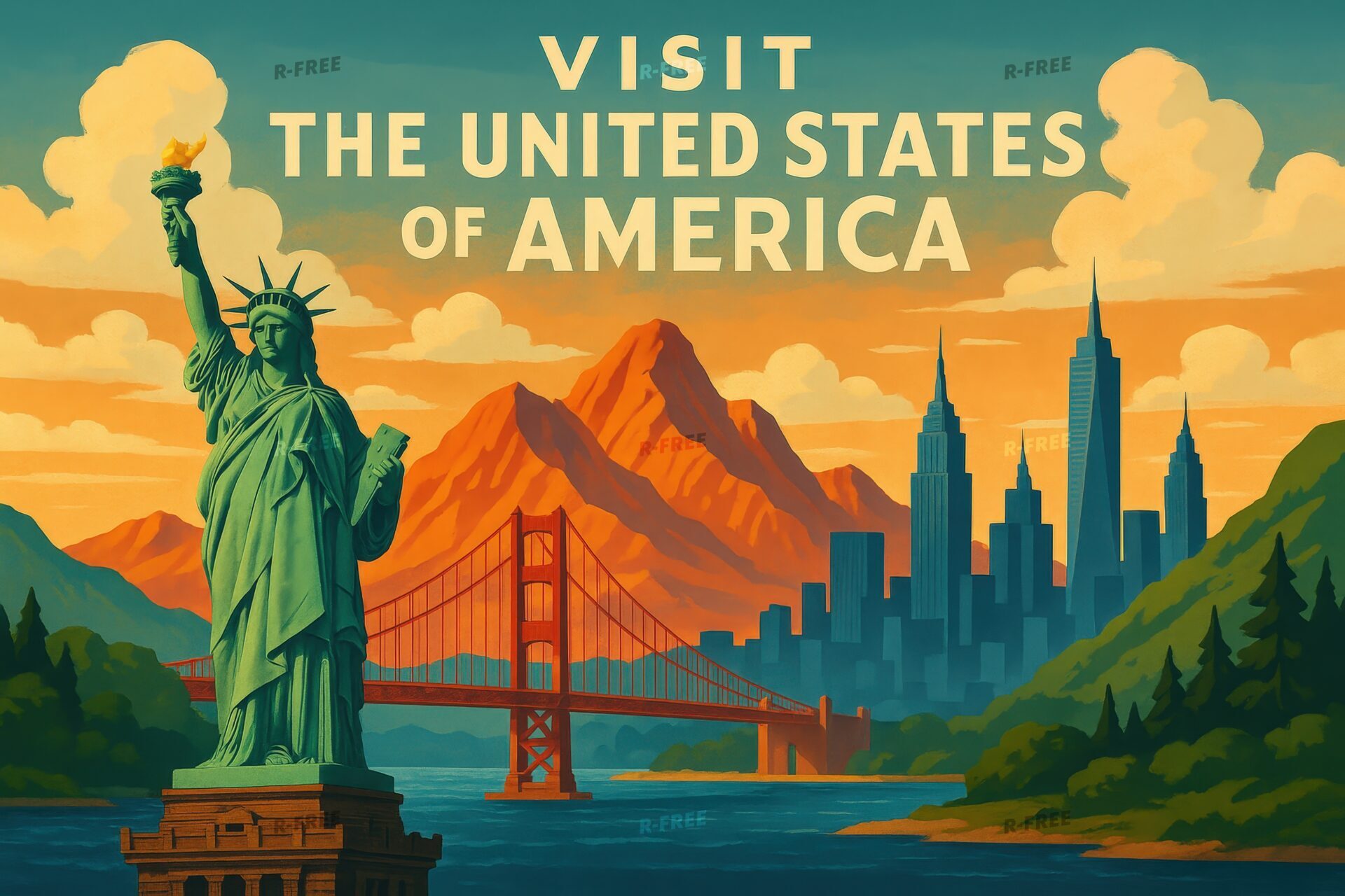 都市と自然が共存するアメリカの観光プロモーション風景