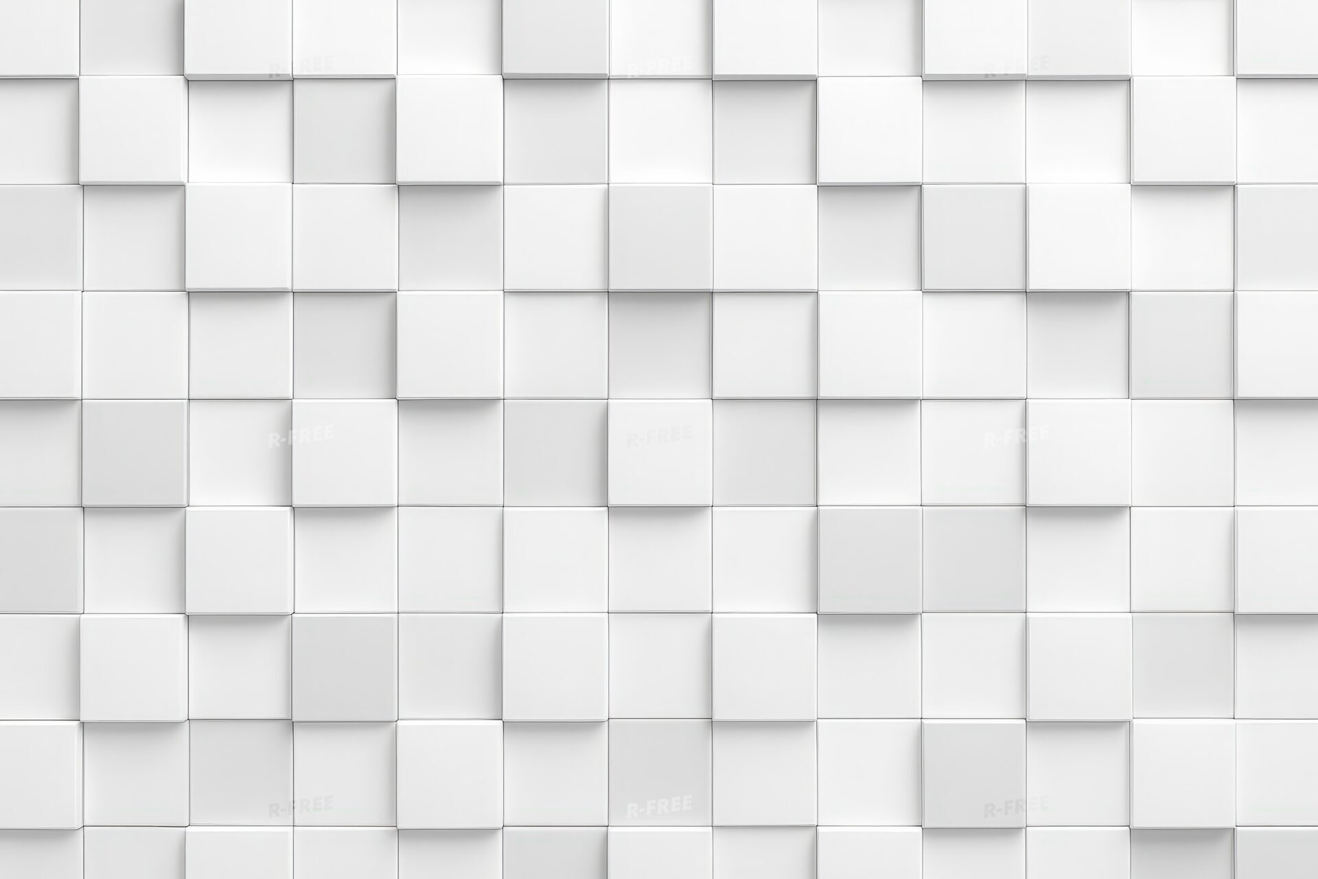 ランダムに立体感のある白いブロック壁